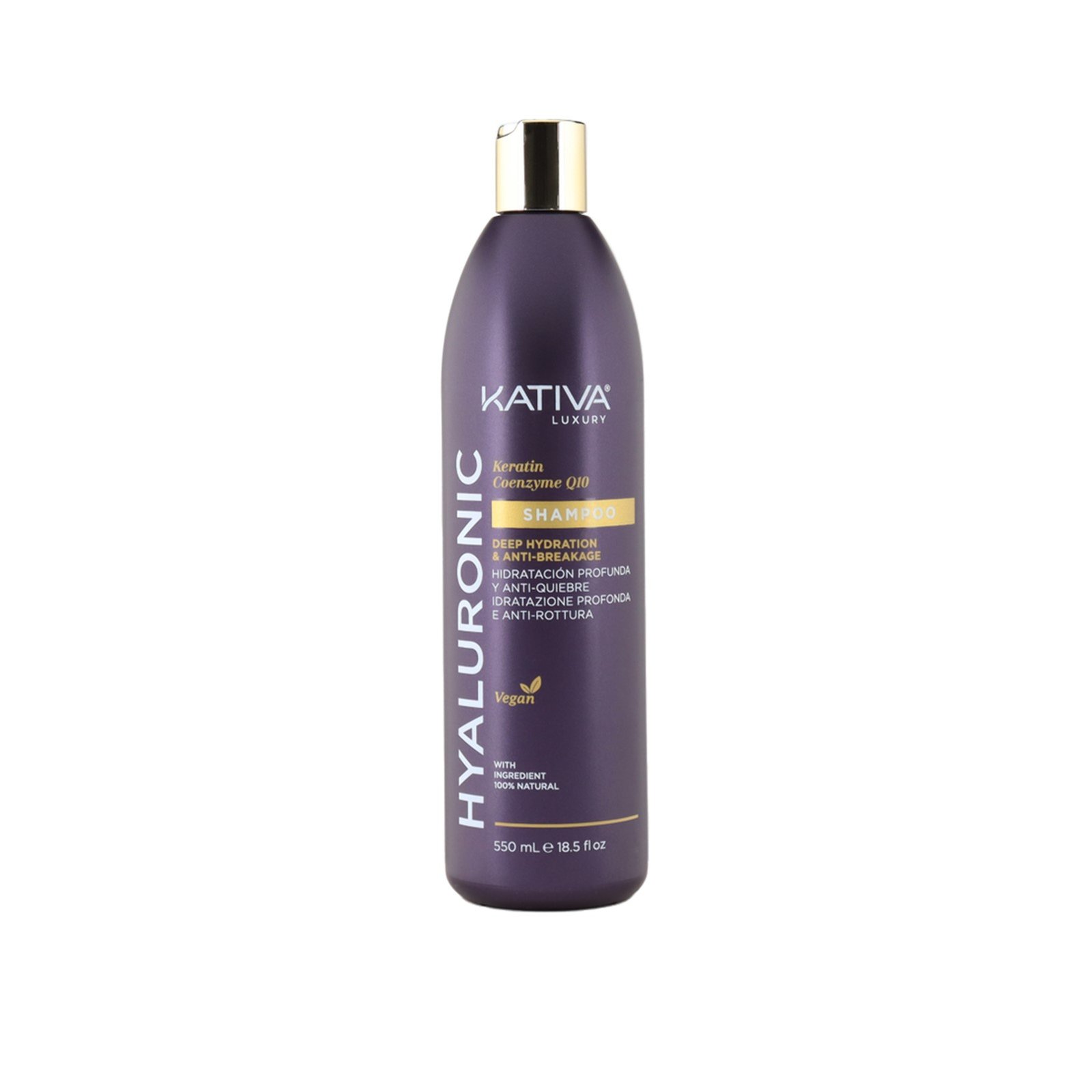 Kativa Luxury Hyaluronic Deep Hydration & Anti-Breakage Shampoo 550ml (18.5 fl oz)