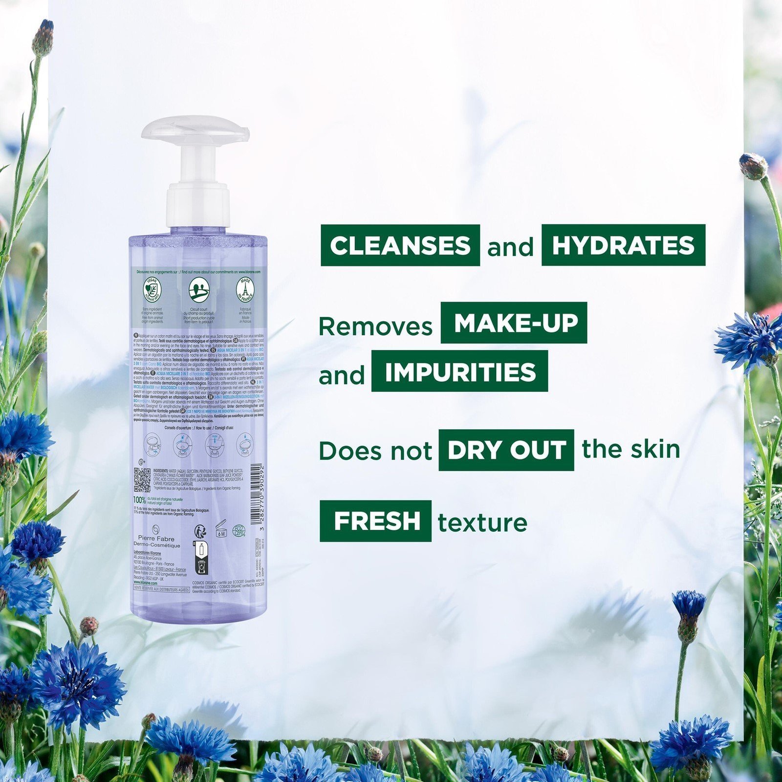 Klorane Micellar Water with Organic Cornflower 400ml (13.53floz)