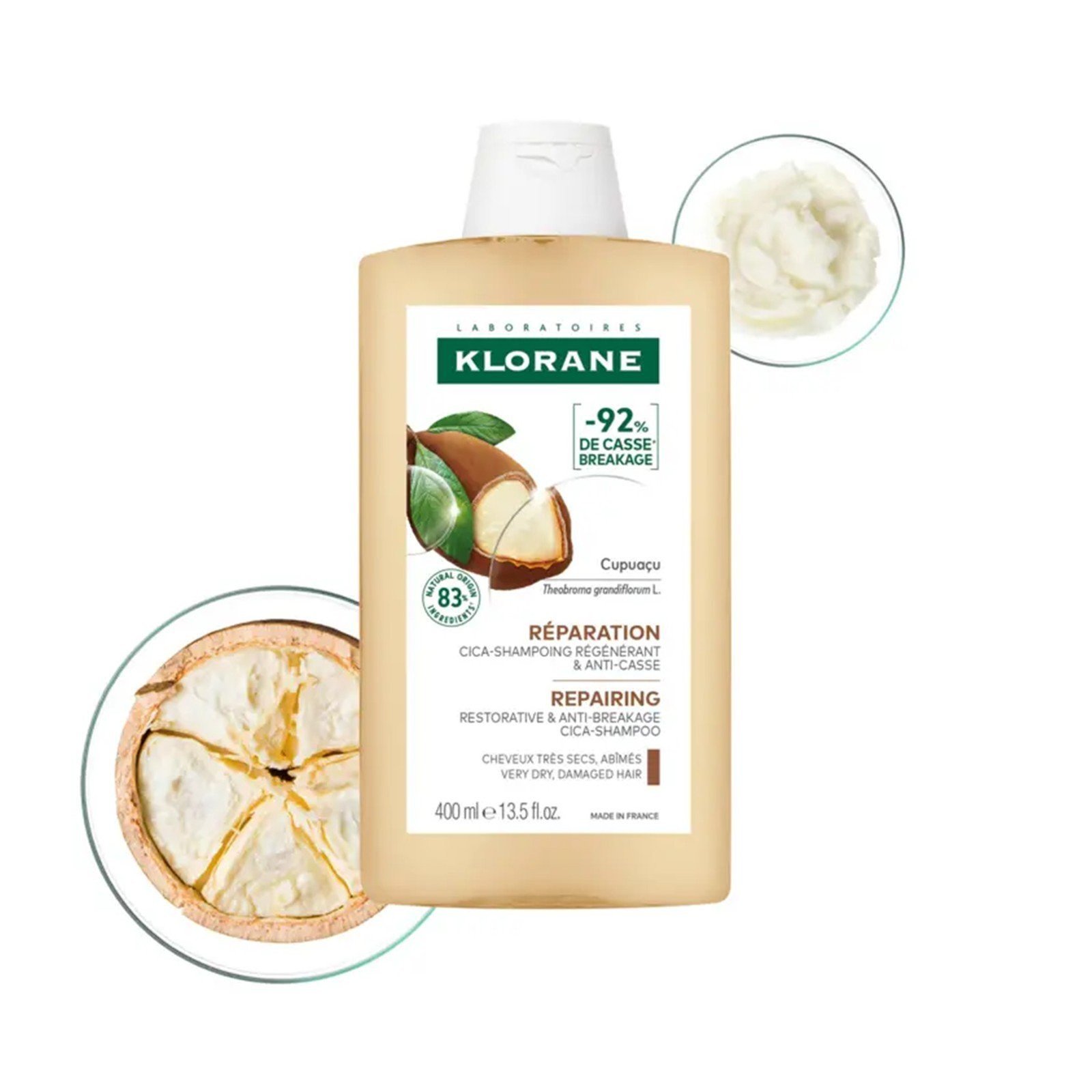 Klorane Repairing Restorative & Anti-Breakage Cupuaçu Butter Cica-Shampoo 400ml
