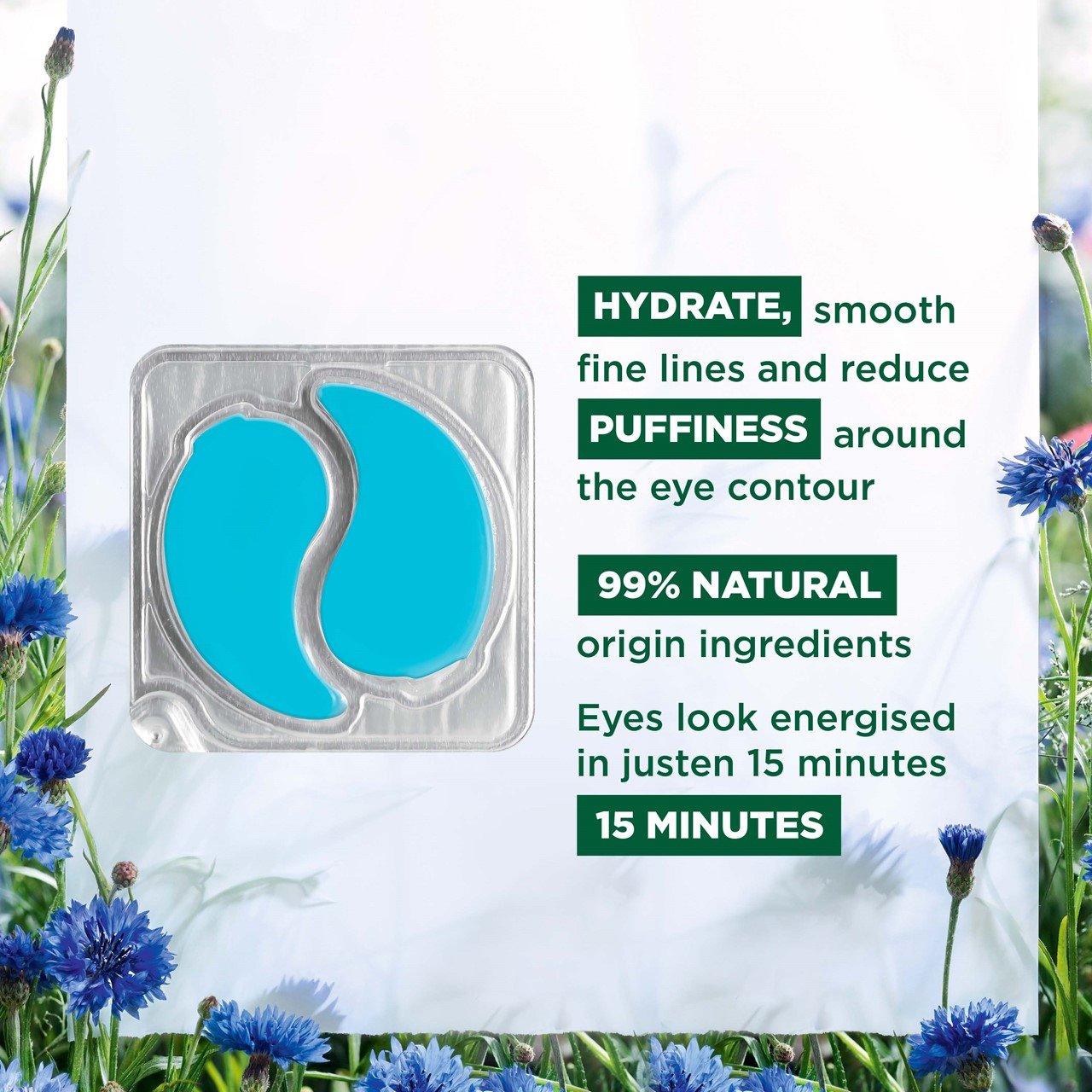 Klorane Smoothing & Soothing Eye Patches with Organic Cornflower 1x2