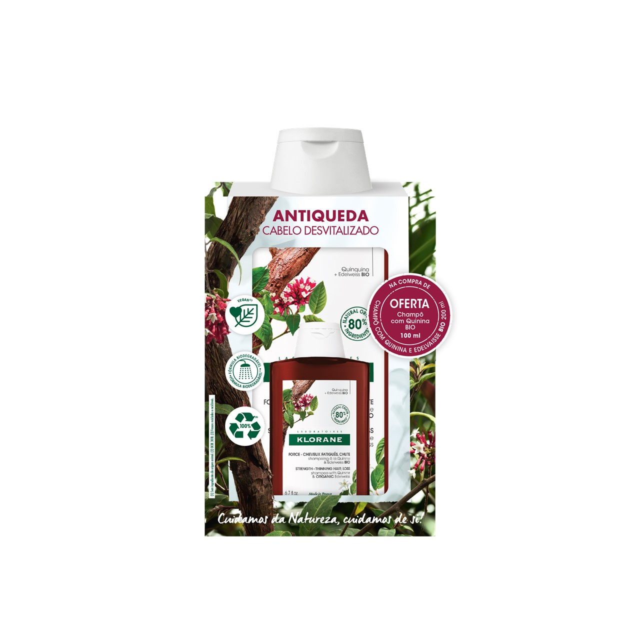 Klorane Strengthening Shampoo for Hair Loss & Thinning 200ml + 100ml