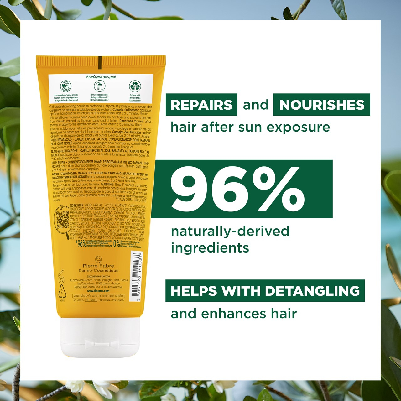 Klorane Sun Radiance Rich Conditioner with Tamanu and Monoi 200ml