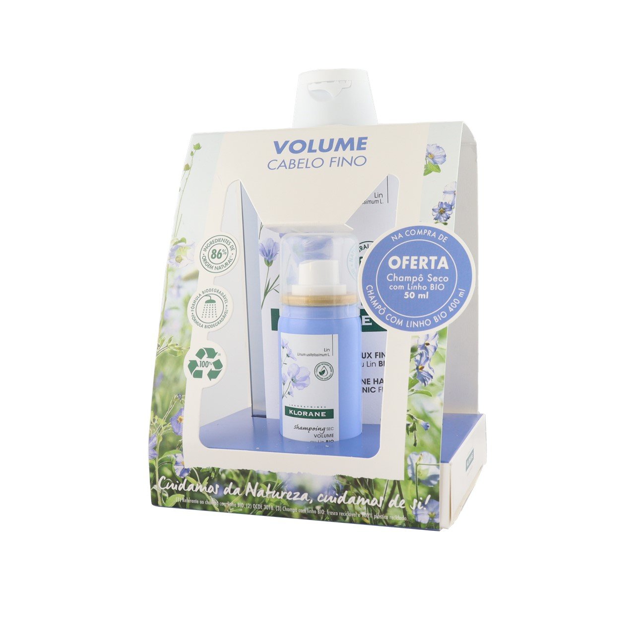 Klorane Volume Shampoo with Flax Fiber 400ml + Dry Shampoo 50ml (1.69fl oz)