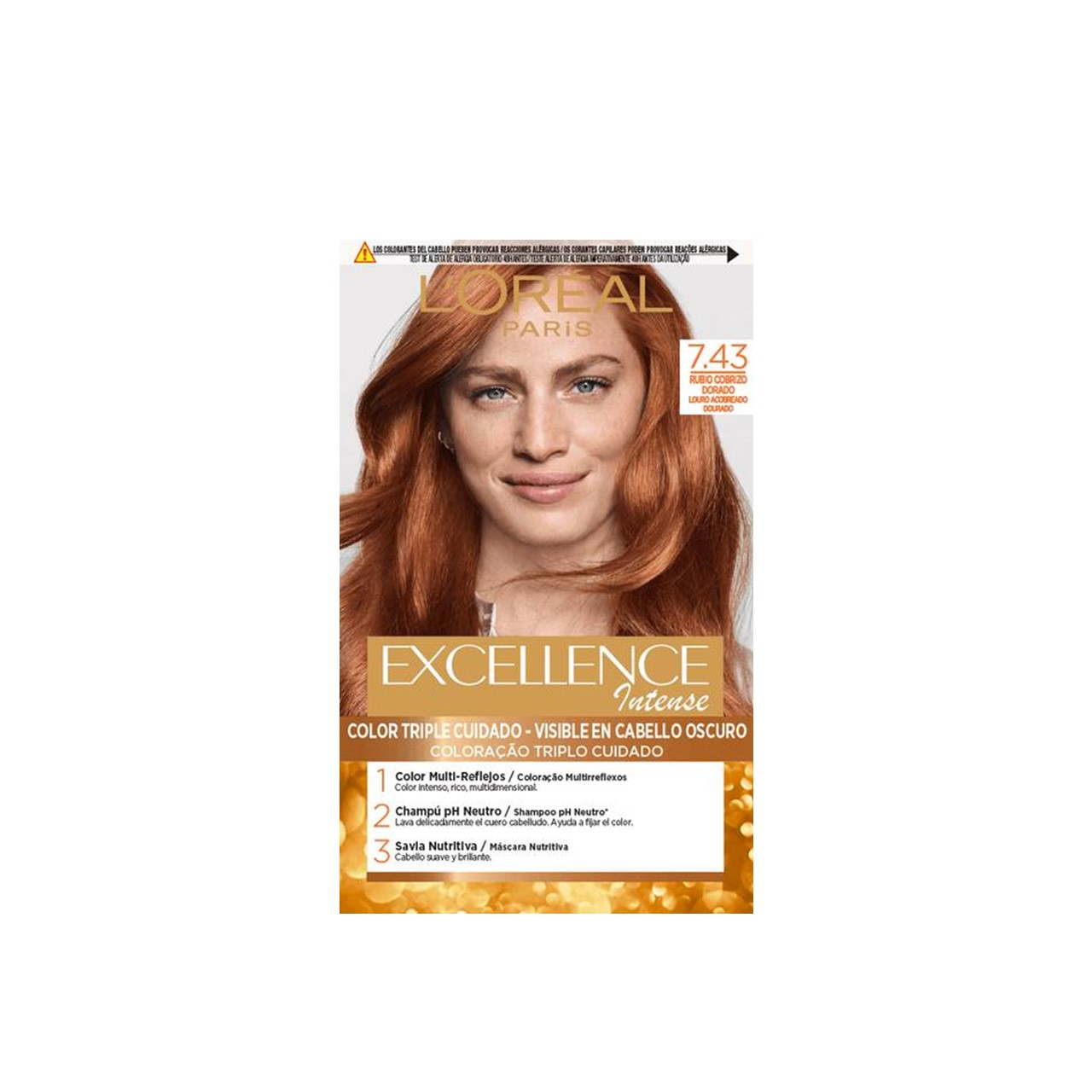 L'Oréal Paris Excellence Intense 7.43 Golden Copper Blonde Hair Dye