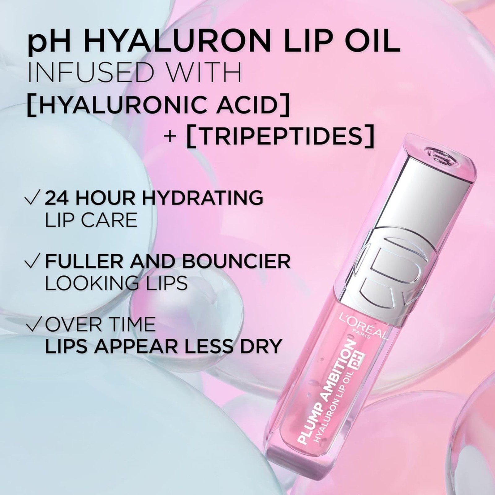 L'Oréal Paris Plump Ambition Hyaluron Lip Oil pH 113 Cristal Ice 5ml (0.16floz)
