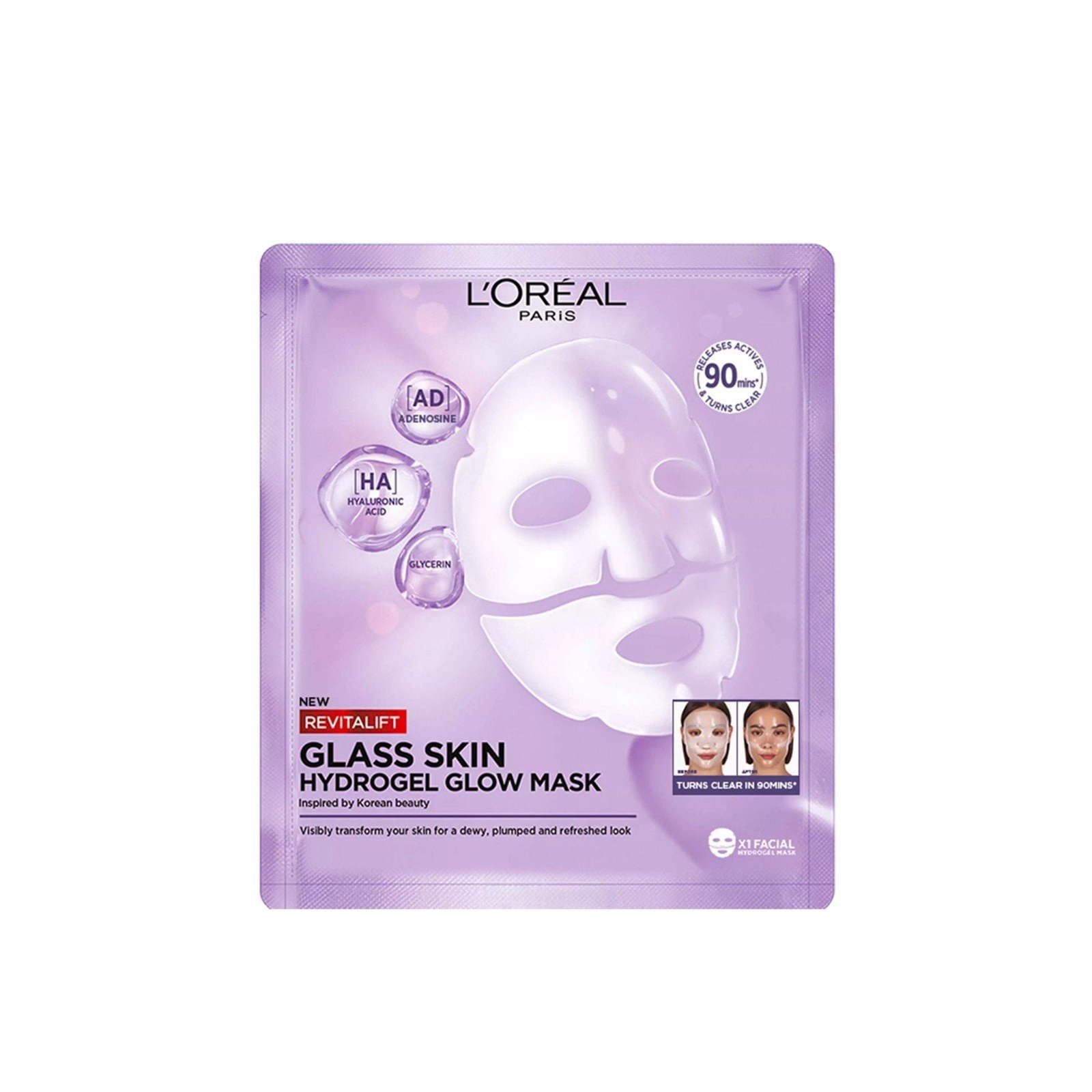 L'Oréal Paris Revitalift Filler Glass Skin Hydrogel Glow Mask x1
