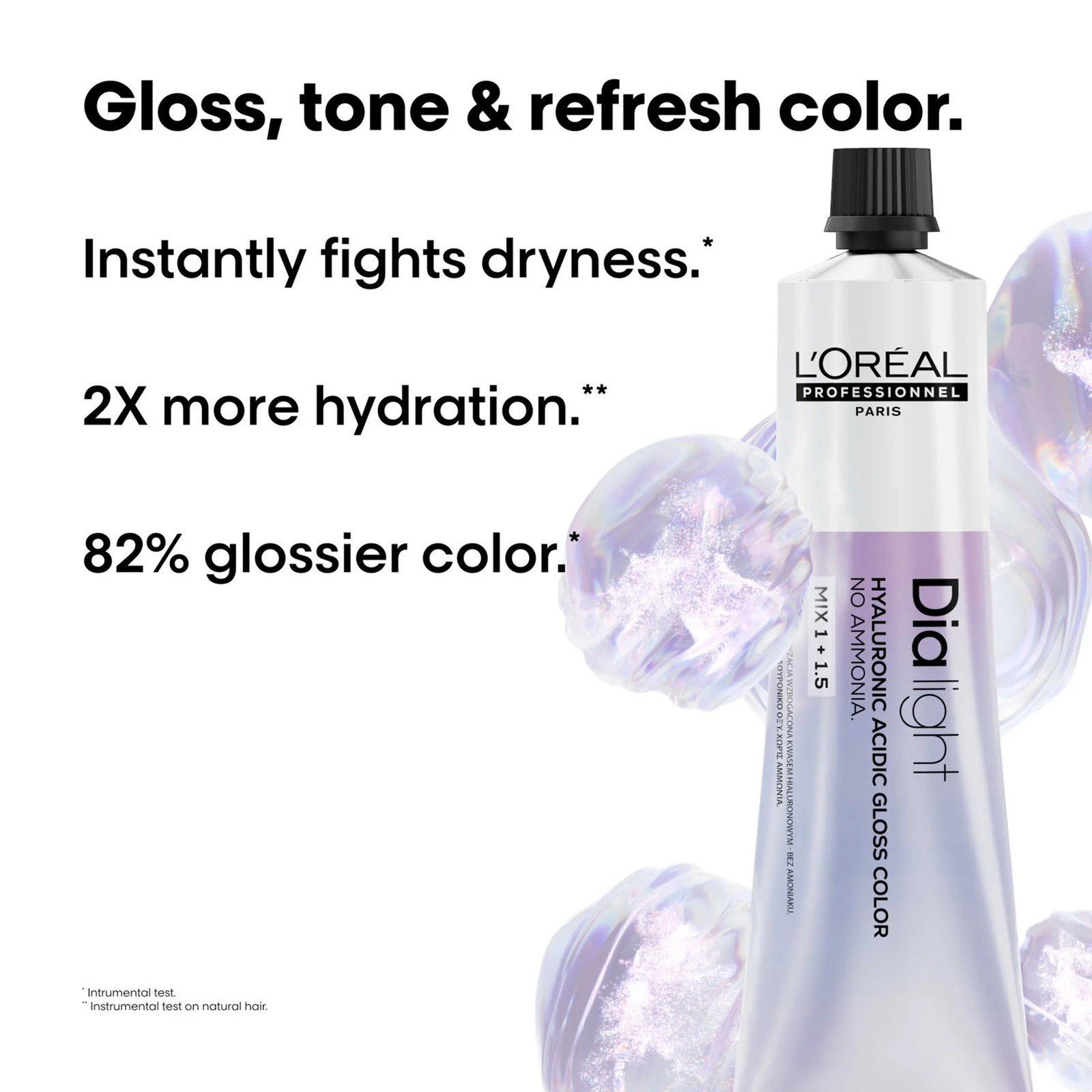 L'Oréal Professionnel Dia Light Hyaluronic Acidic Gloss Color Tinte Semipermanente 9.31 Rubio Muy Claro Dorado Ceniza 60ml
