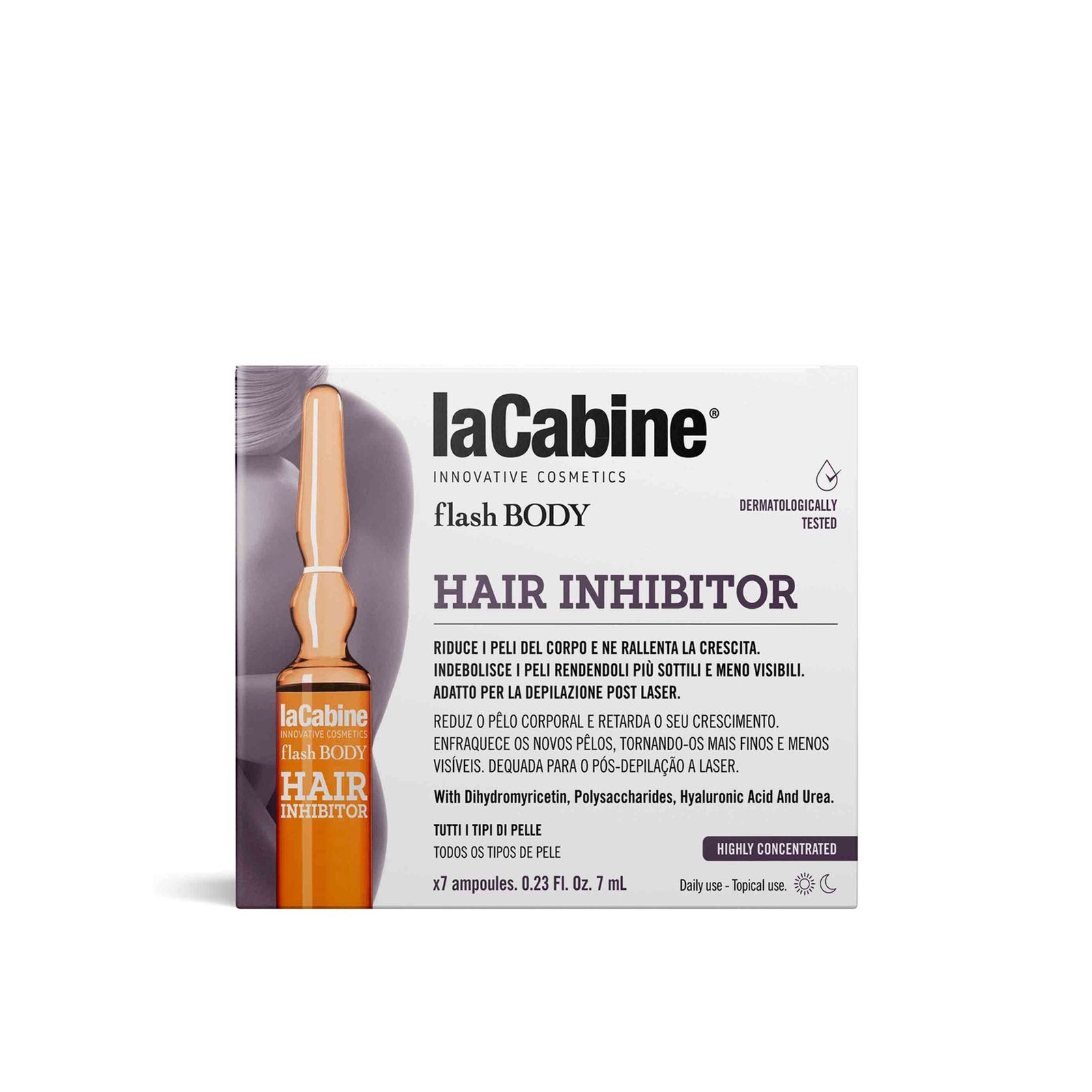 La Cabine Flash Body Hair Inhibitor Concentrated Ampoules 7x7ml (0.23 fl oz)
