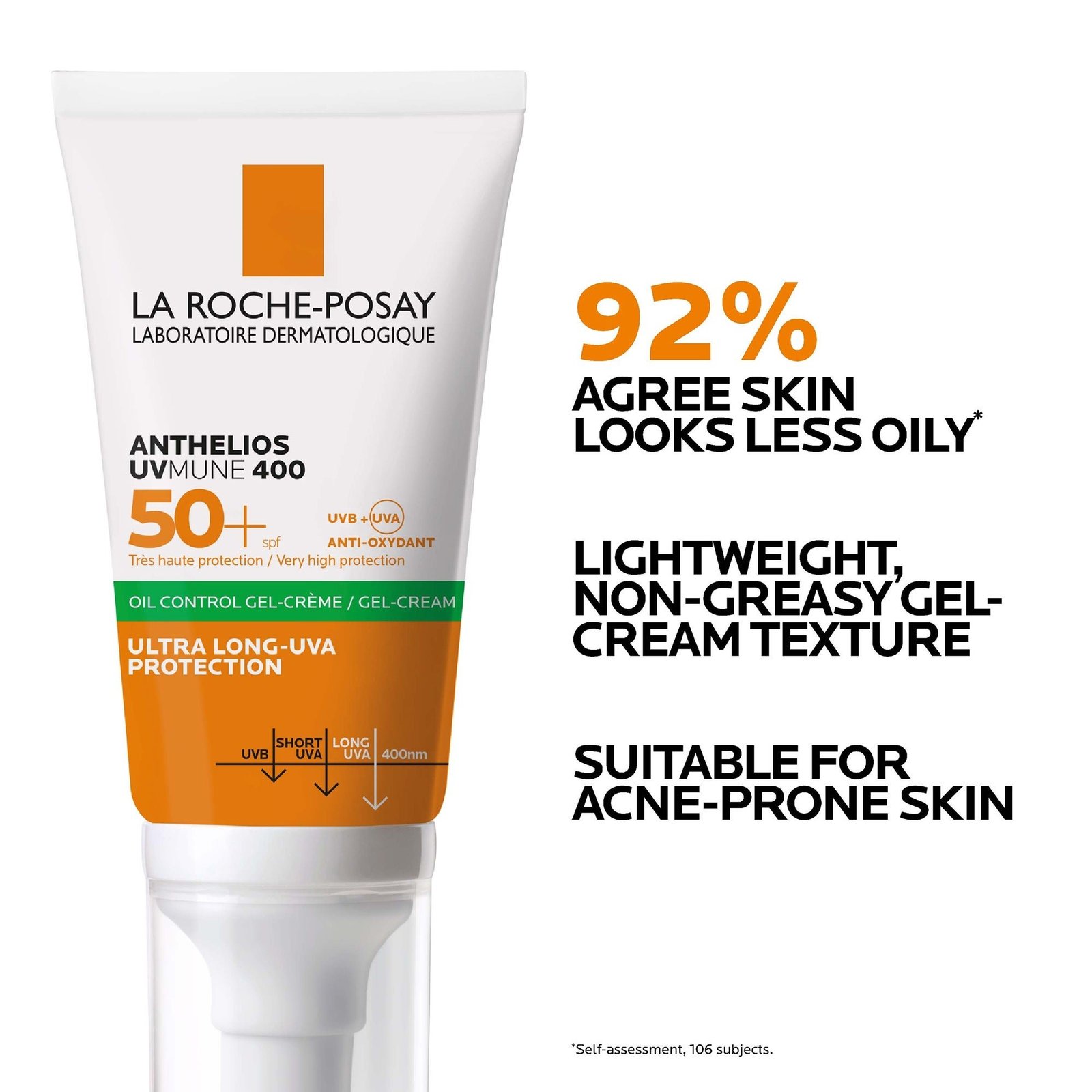 La Roche-Posay Anthelios UVMune 400 Oil Control Gel-Cream Non-Perfumed Sunscreen SPF50+ 50ml (1.7 fl oz)
