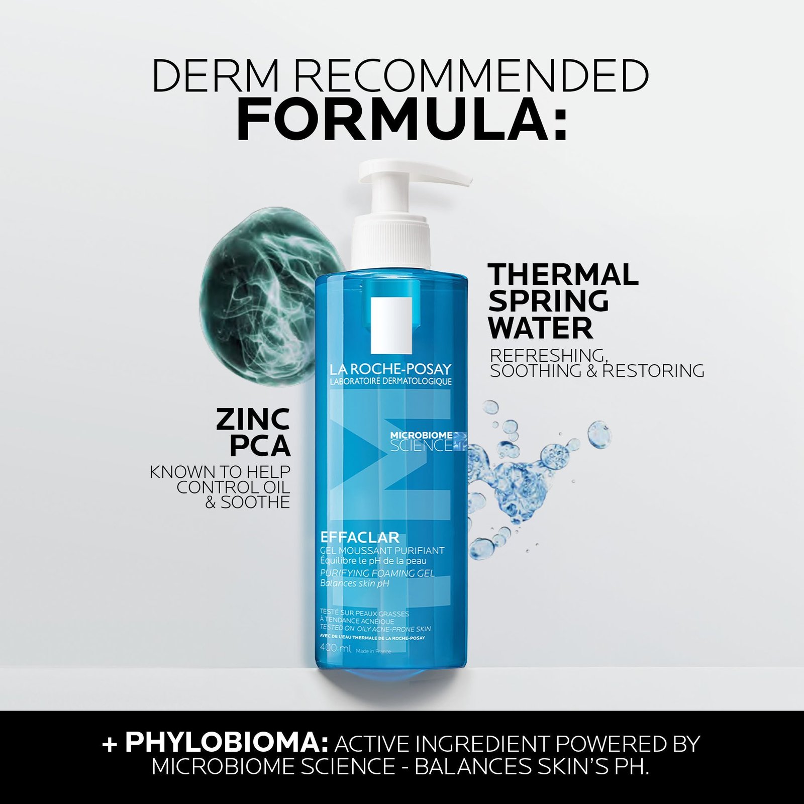 La Roche-Posay Effaclar +M Valomasis Putojantis Gelis Riebiai Odai 400ml