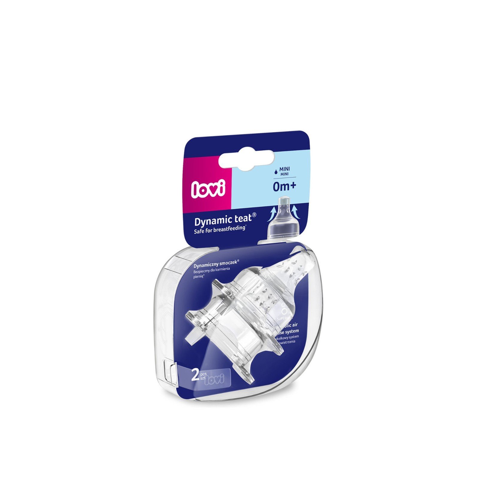 LOVI Anti-Colic BPA-Free Dynamic Nipple Mini Flow 0m+ x2