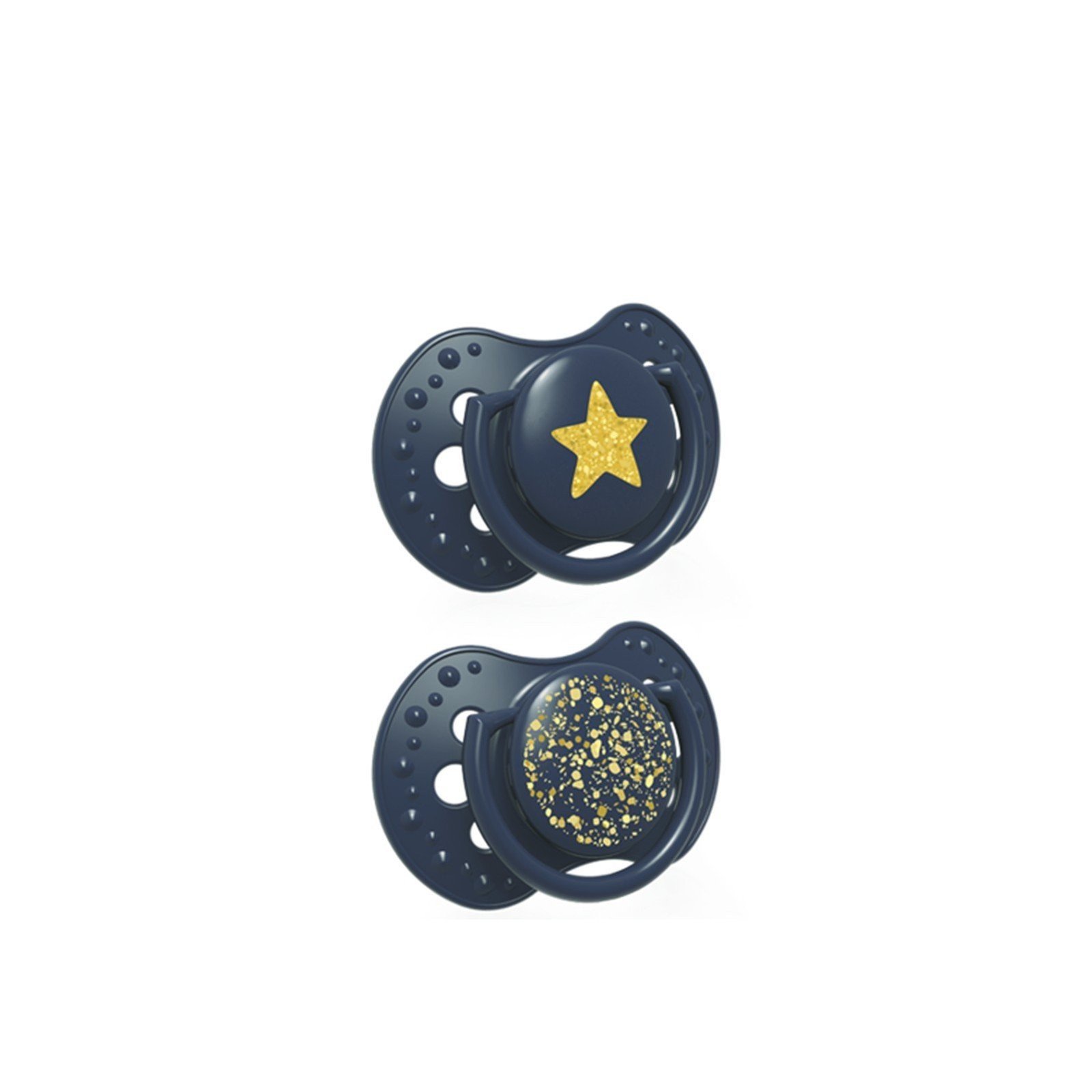 LOVI ملهاة سيليكون ديناميكية Stardust للأطفال من 18 شهرًا فأكثر Blue قطعتان