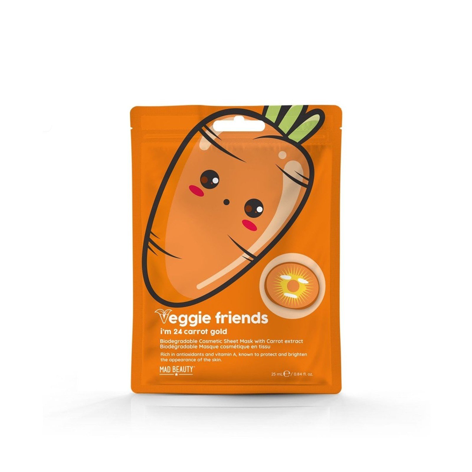 Mad Beauty Veggie Friends Sheet Face Mask Carrot 25ml (0.84floz)