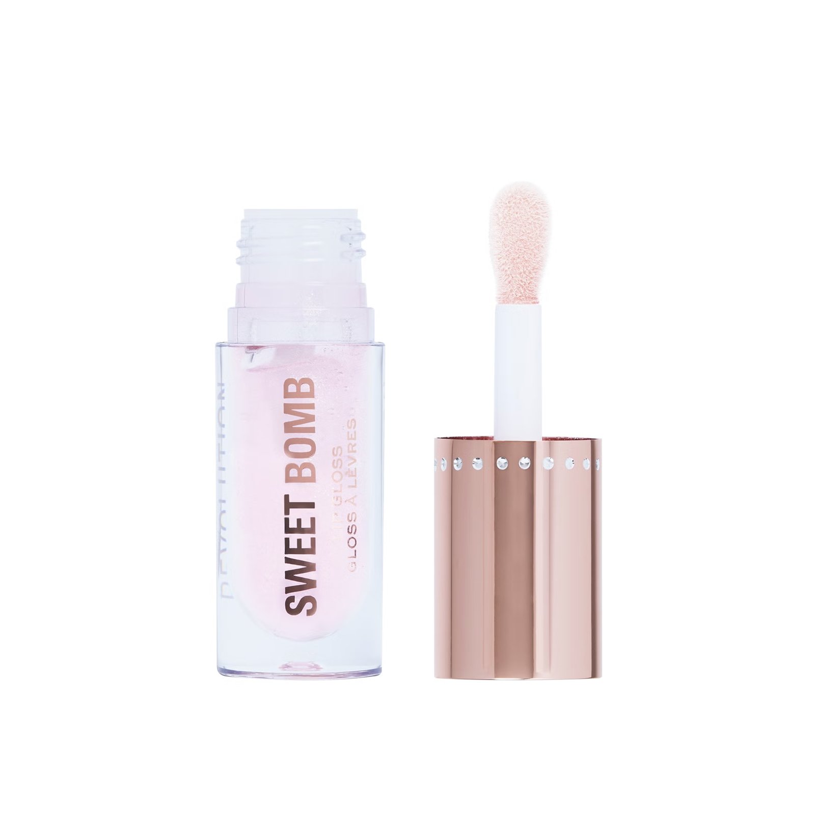 Makeup Revolution Sweet Bomb Lip Gloss Candyfloss Pink Glitter 4.5ml