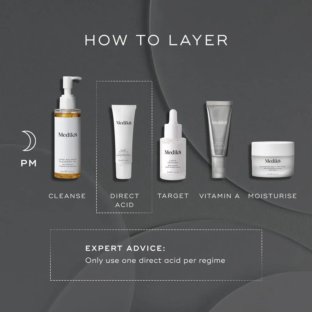 Medik8 نوم Glycolic Time Release AHA ليلي Peel 30ml