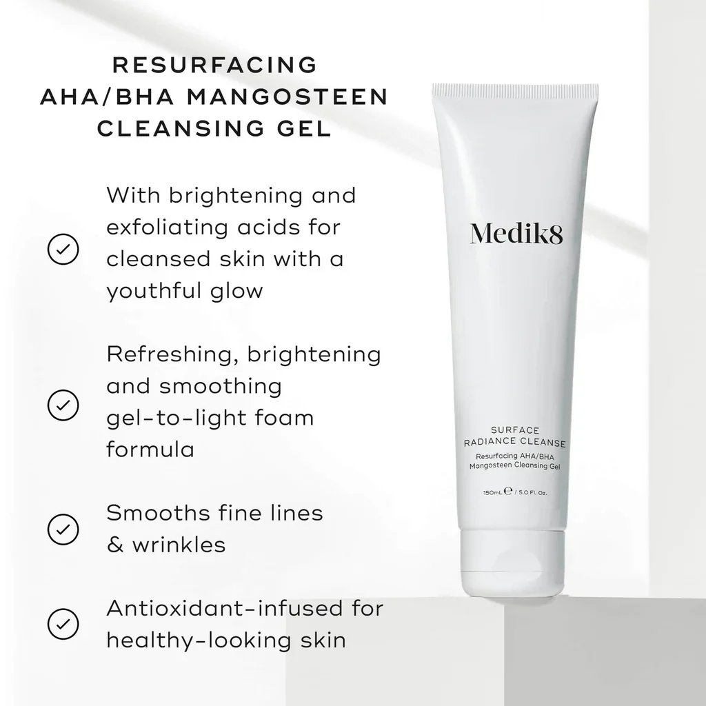 Medik8 Surface Radiance Cleanse Gel Limpiador AHA/BHA 40ml