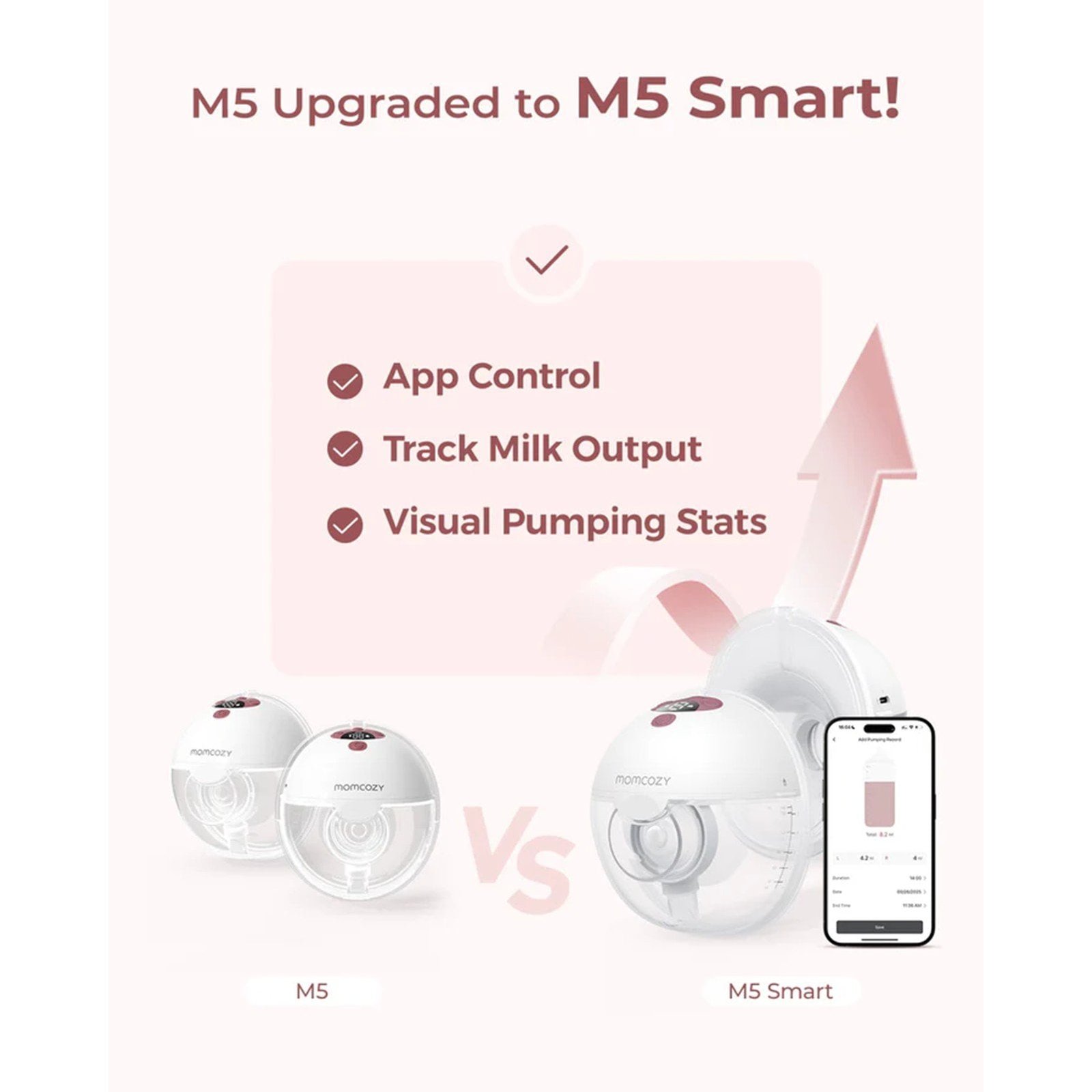 Momcozy M5 Wearable Double Breast Pump Quill Grey