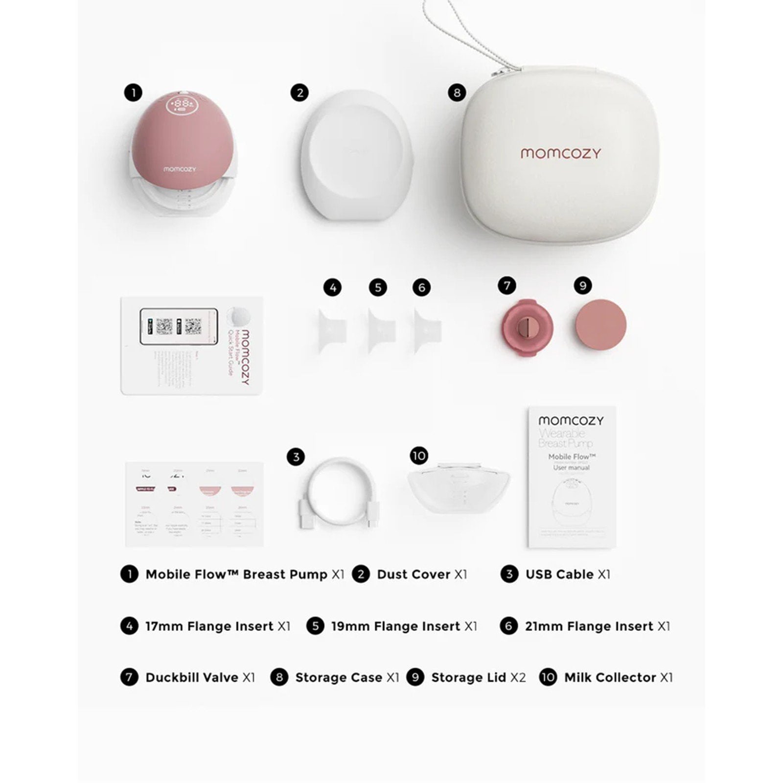 Momcozy M9 Mobile Flow™ Hands-Free Single Breast Pump Cozy Red