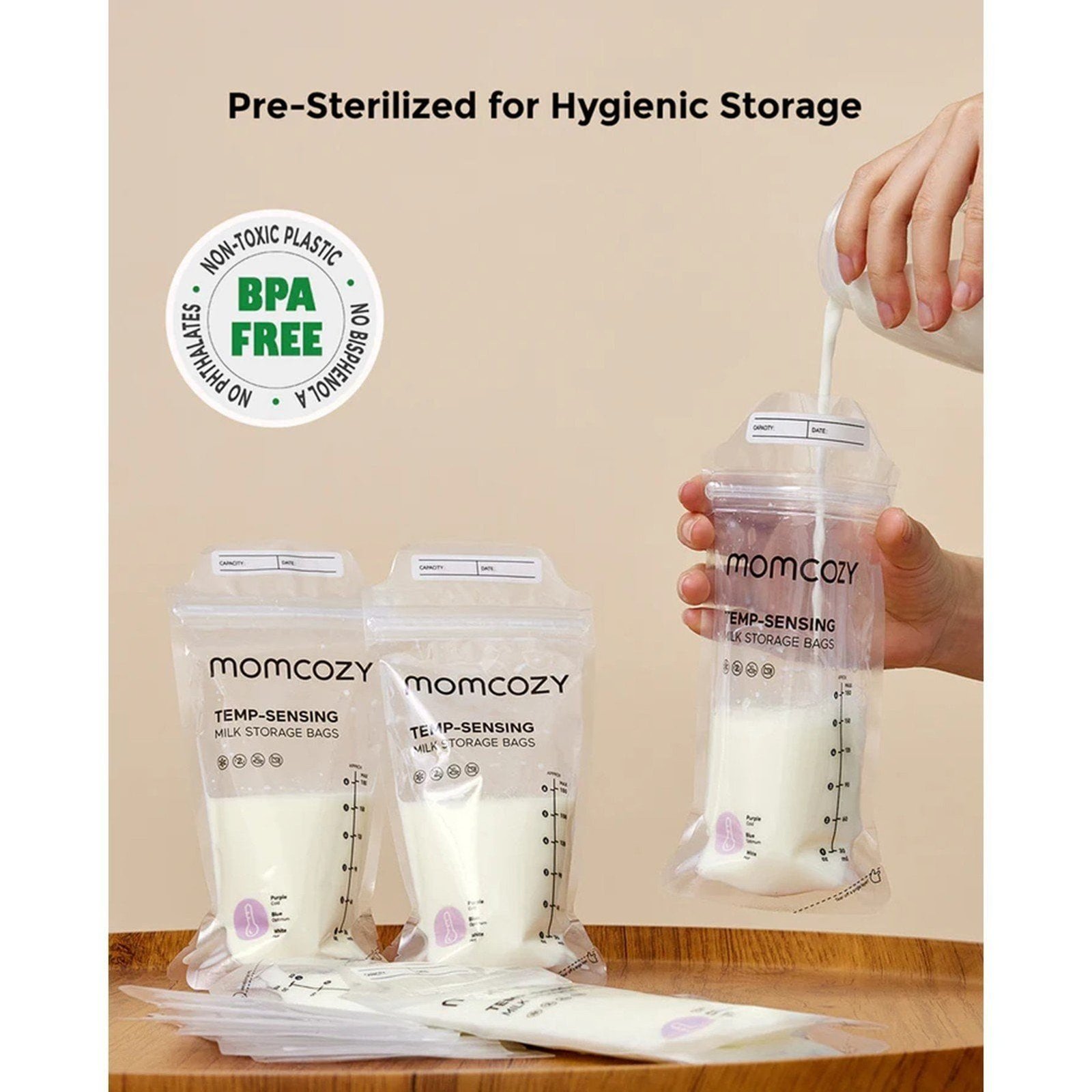 Momcozy TEMP-Sensing Breast Milk Storage Bags 180ml x50