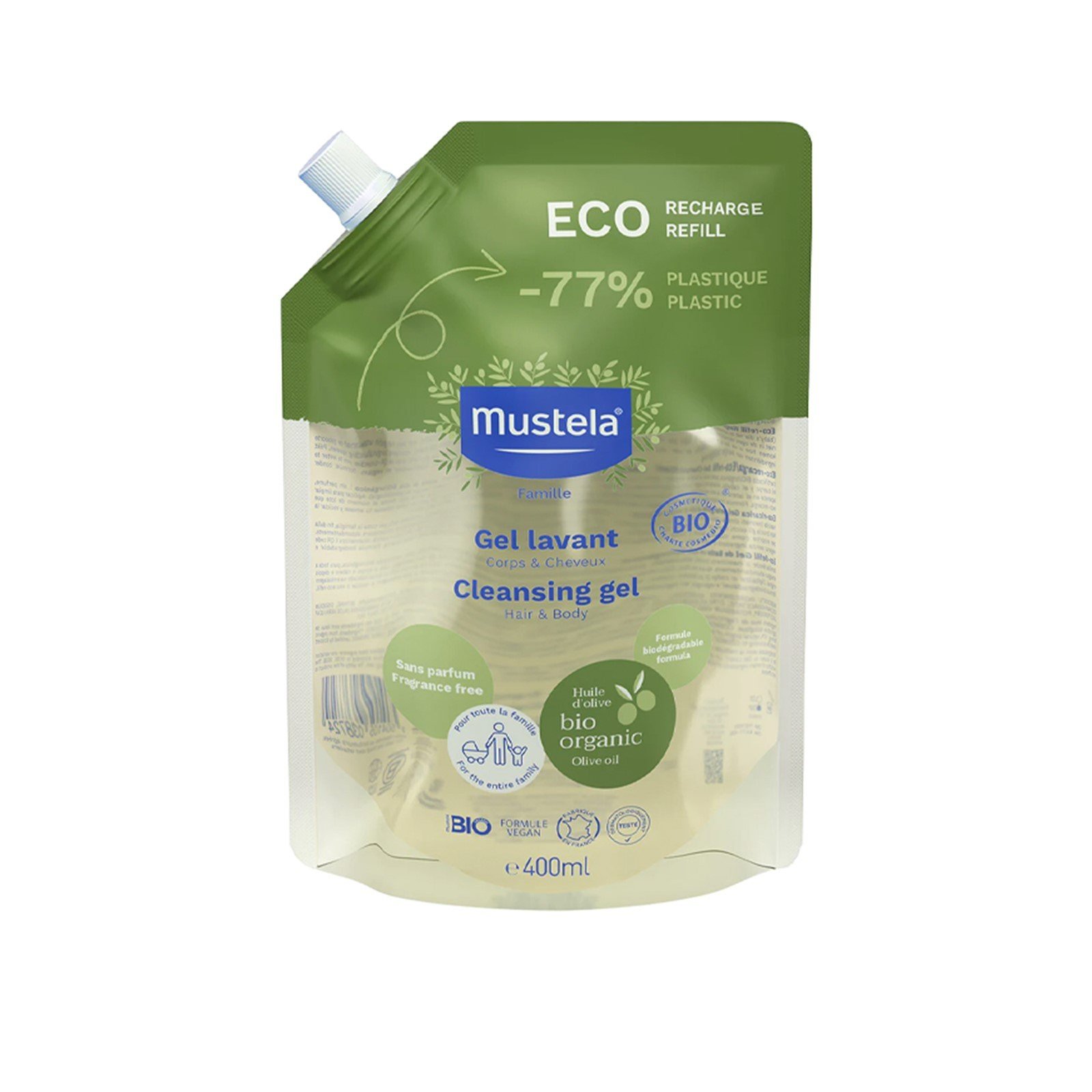 Mustela BIO Organic Cleansing Gel Fragrance-Free Eco Refill 400ml