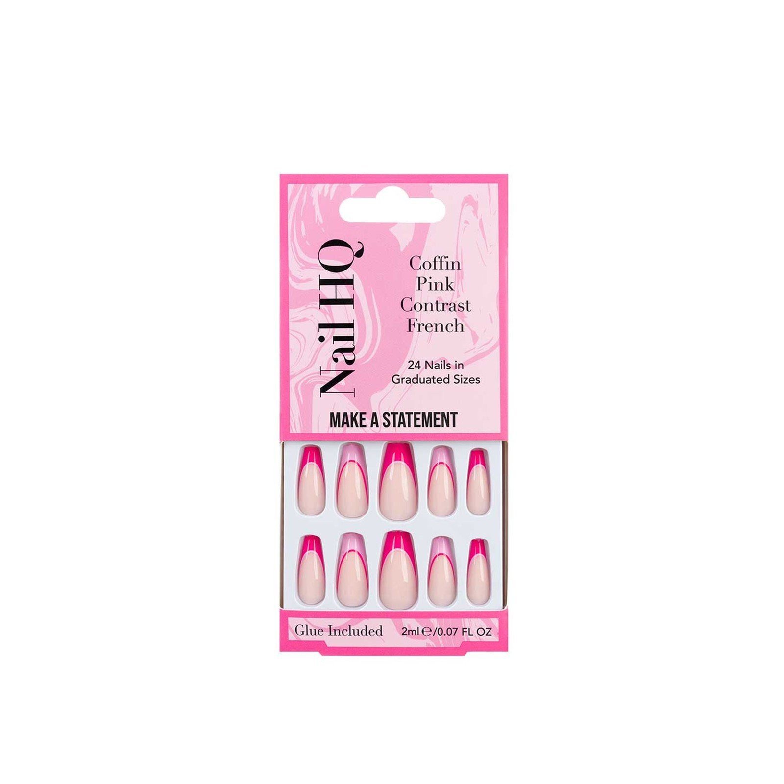 Nail HQ Coffin Pink Contrast French Nails x24