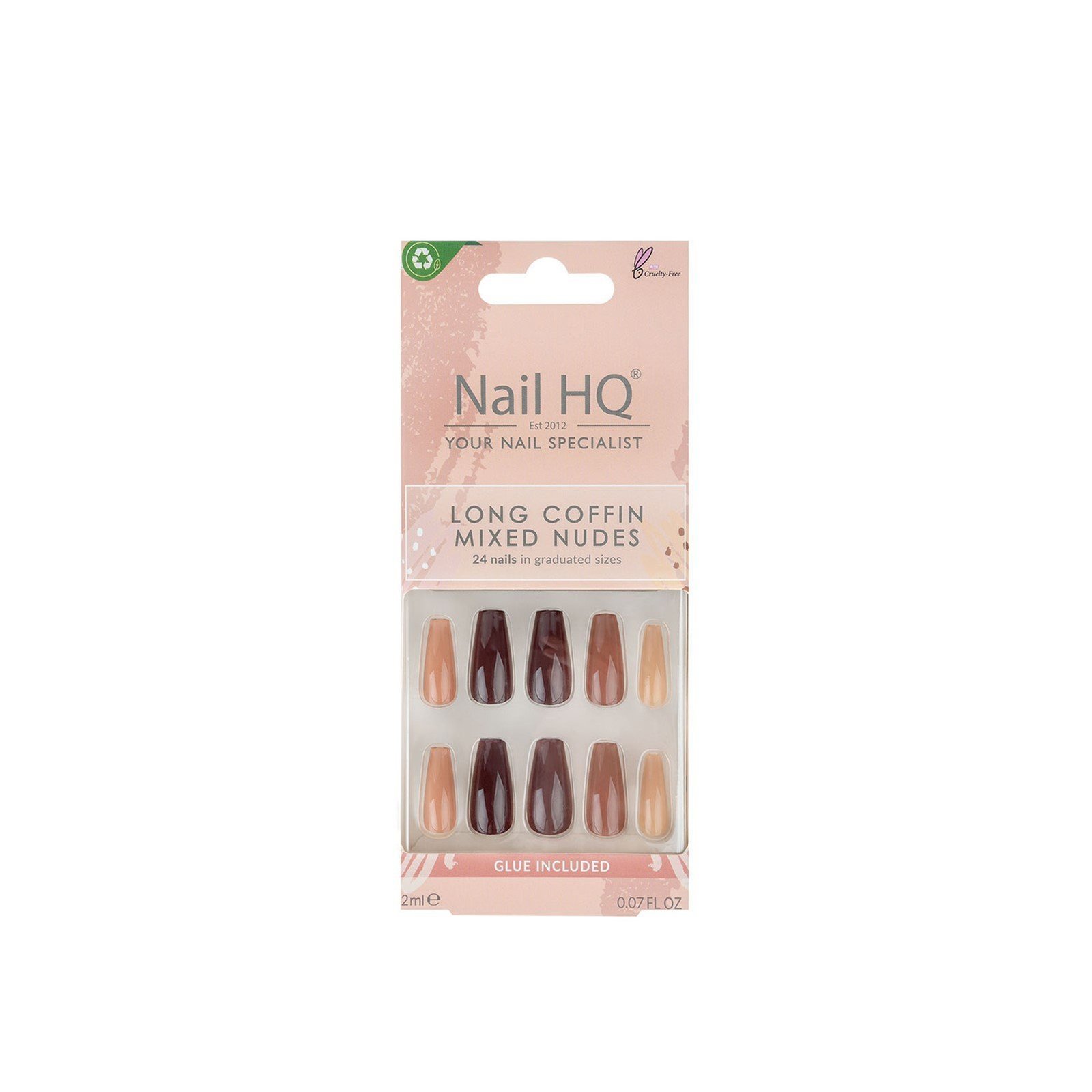 Nail HQ Long Coffin Mixed Nude Nails x24