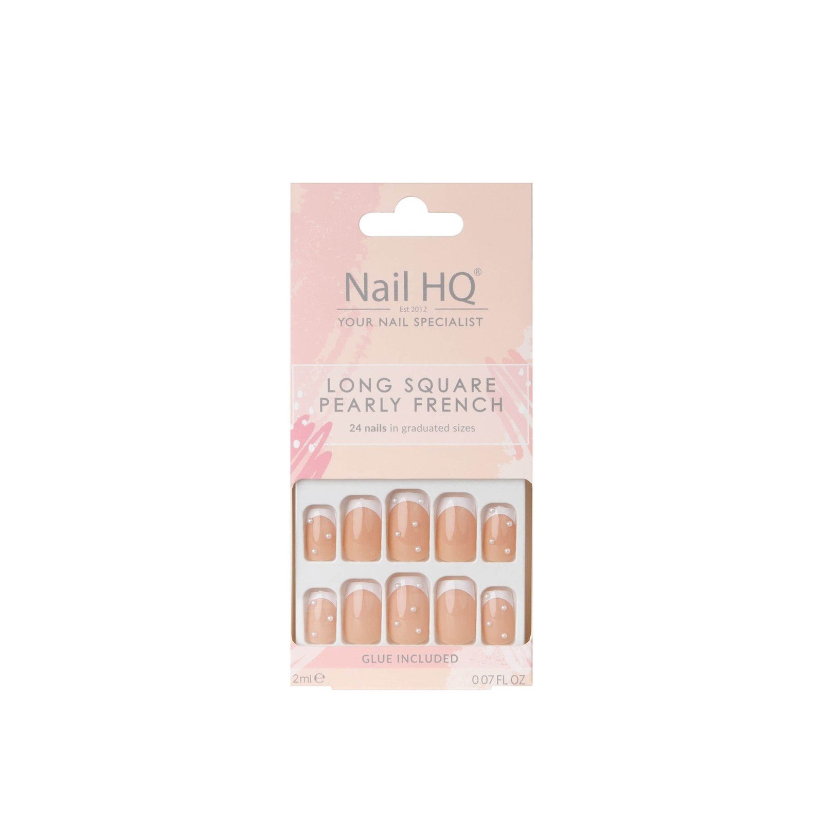 Nail HQ Long Square Pearly French Nails x24