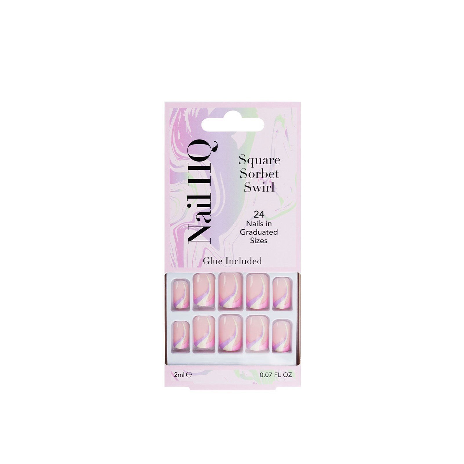 Nail HQ Square Sorbet Swirl Nails x24