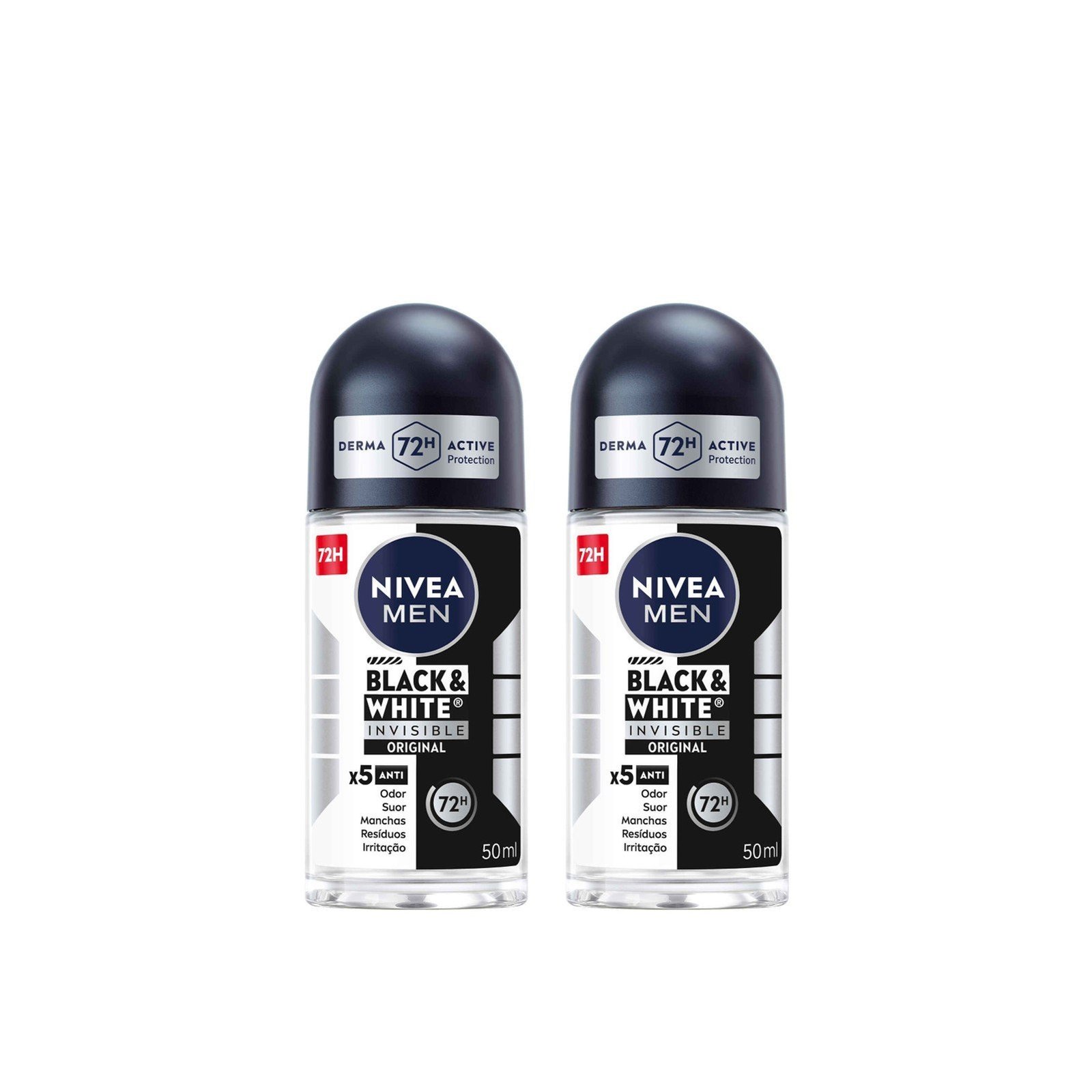 Nivea Men Black & White Original 72h Anti-Perspirant Roll-On 50ml x2