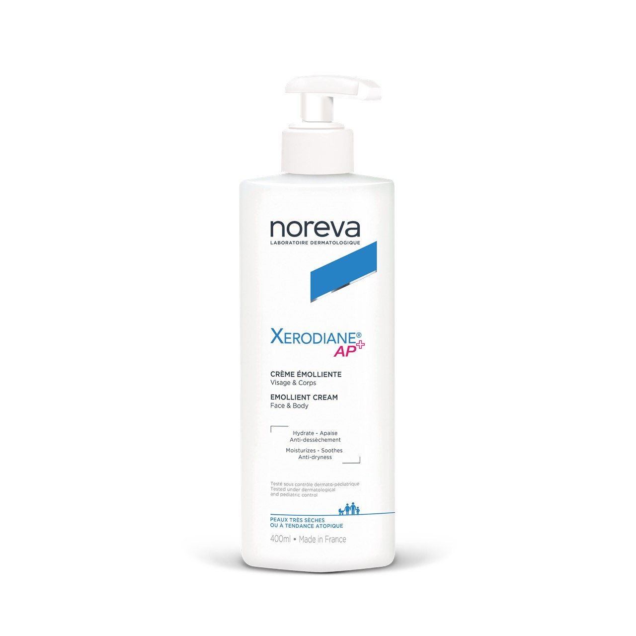 Noreva Xerodiane AP+ Emollient Cream Dry Skin Fragrance-Free 400ml (13.53fl oz)
