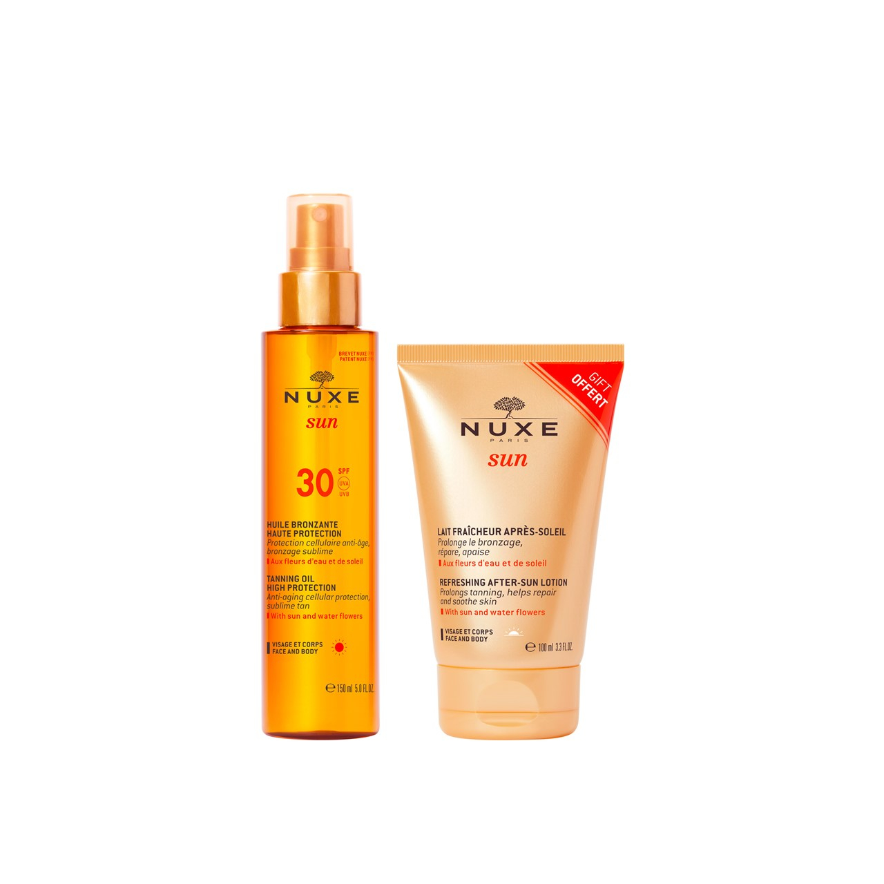 NUXE Sun Tanning Oil SPF30 150ml + Refreshing After-Sun Lotion 100ml (5.07+3.38fl oz)