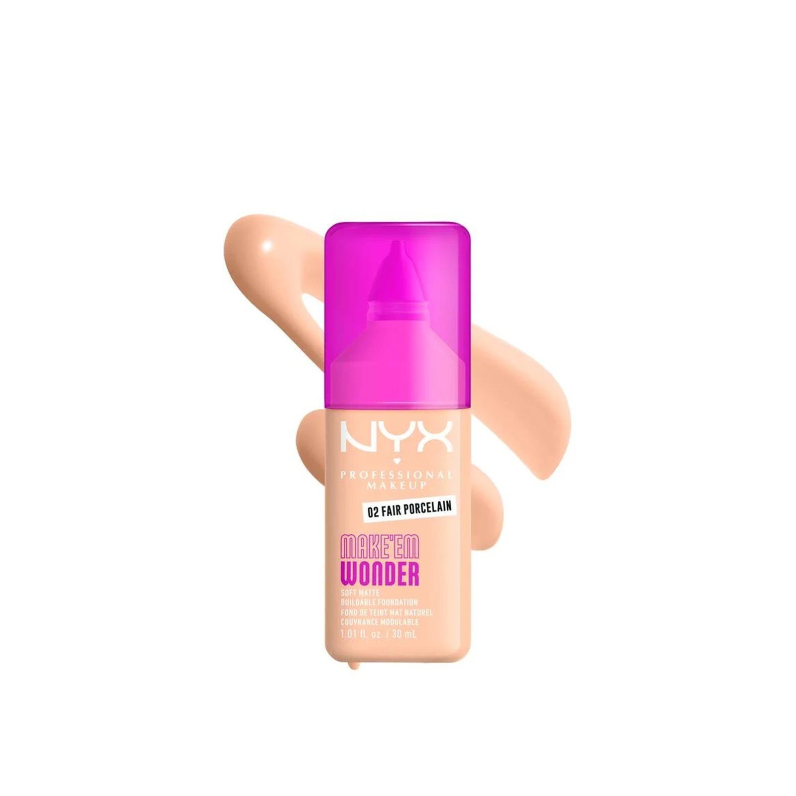NYX Pro Makeup Make'em Wonder Soft Matte Buildable Foundation 02 Fair Porcelain 30ml