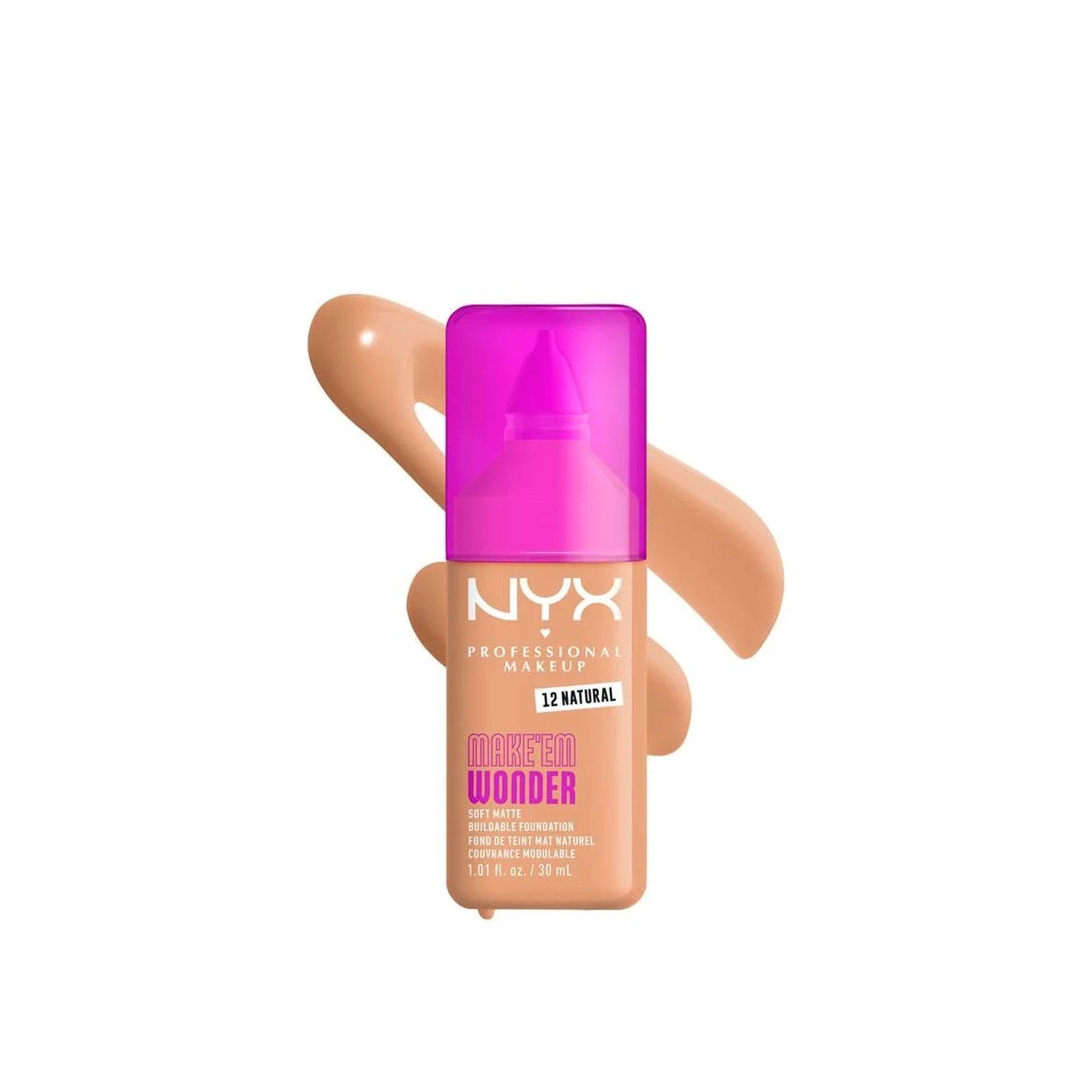NYX Pro Makeup Make'em Wonder Soft Matte Buildable Foundation 12 Natural 30ml