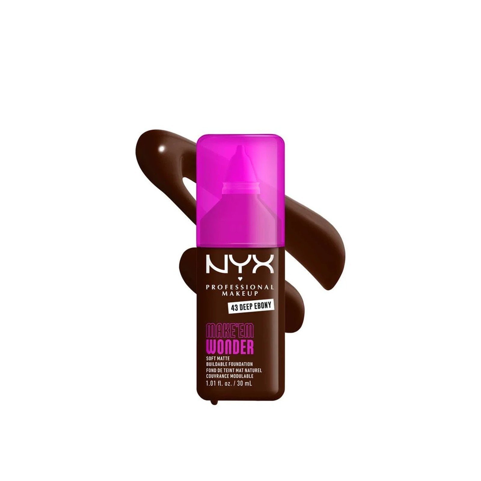 NYX Pro Makeup Make'em Wonder Soft Matte Buildable Foundation 43 Deep Ebony 30ml