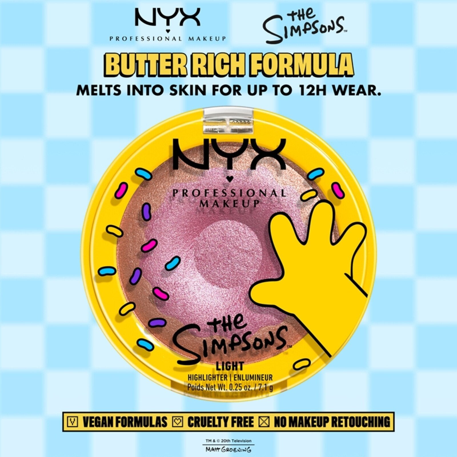 NYX Pro Makeup The Simpsons Homer Simpson Donut Highlighter 01 Light Don't Mind If I Do 7.1g