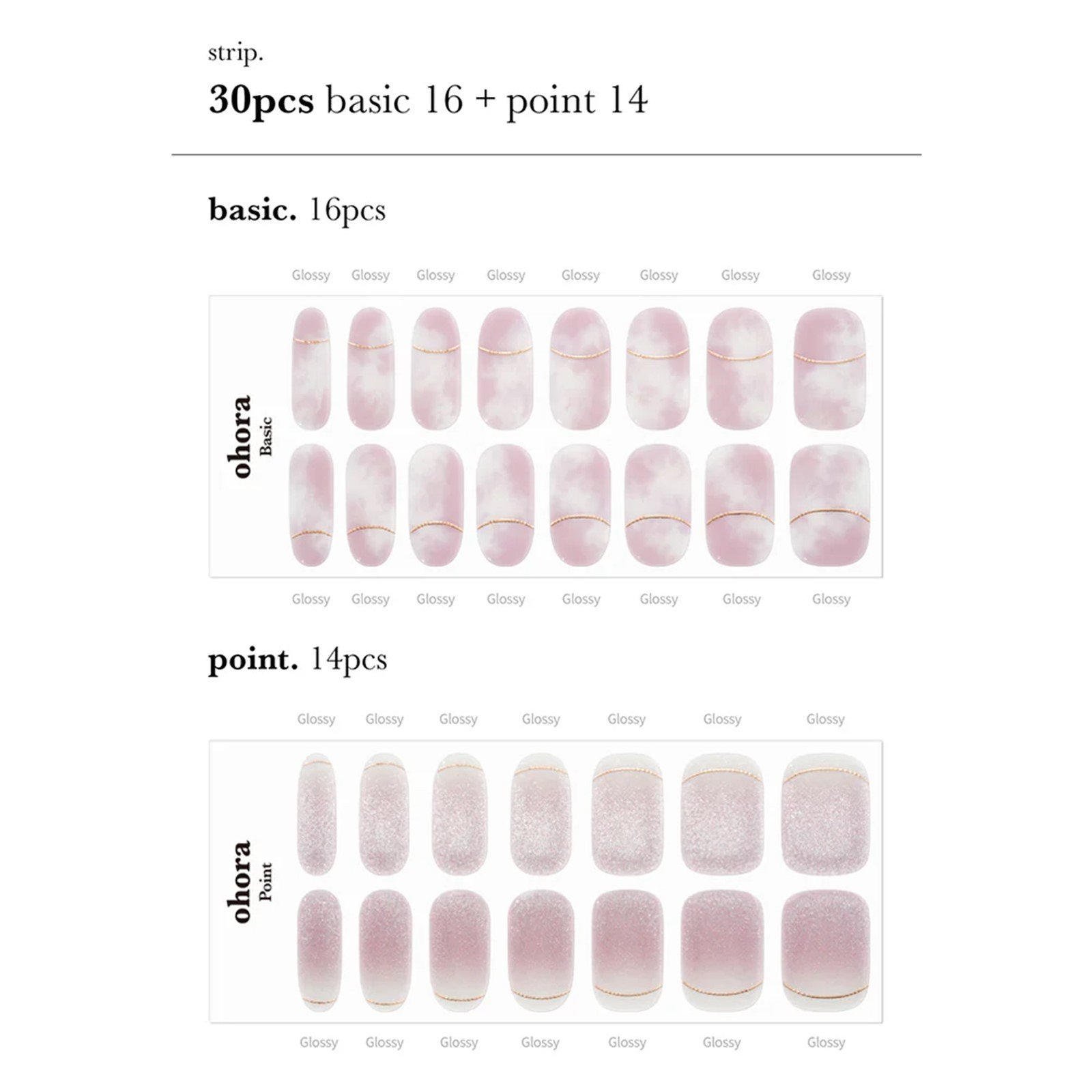 Ohora Semi Cured Gel Nail Strips N Blooming Mauve x30