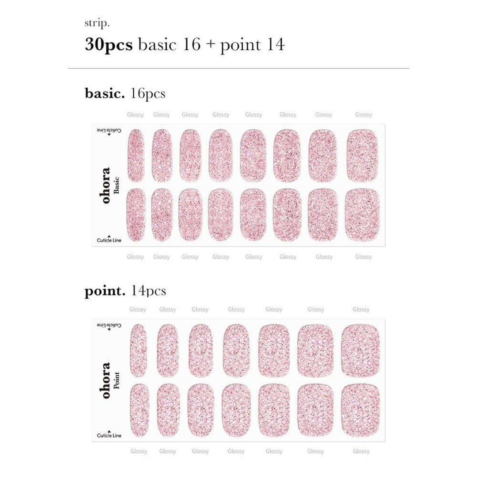 Ohora Semi Cured Gel Nail Strips N Hype Pink x30