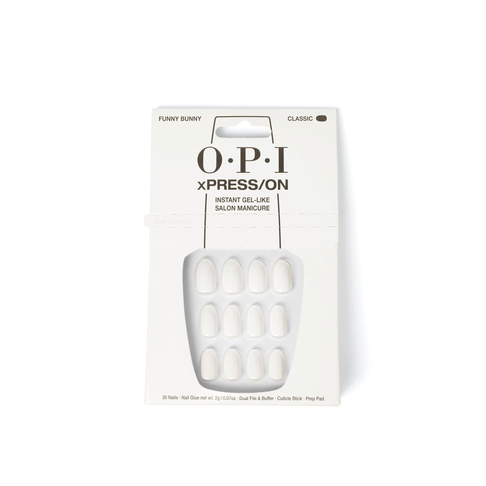 OPI xPress/On Iconic Shades Instant Gel-Like Press-On Nails Classic Short Funny Bunny x30