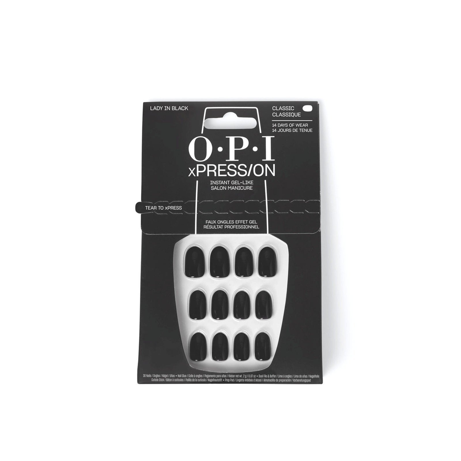 OPI xPRESS/ON Press On Nails Lady in Black x30