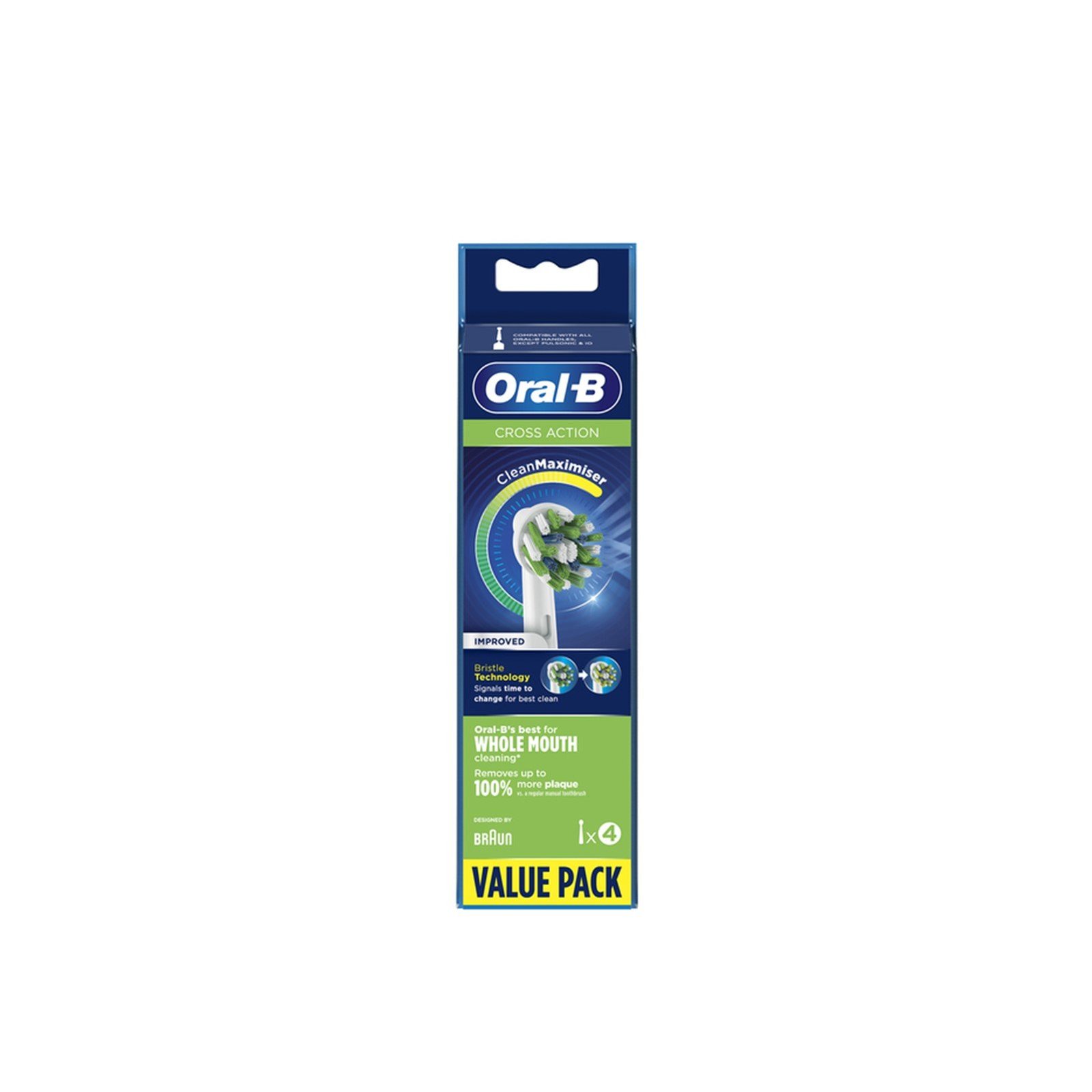 Oral-B CrossAction White Replacement Head Electric Toothbrush x4