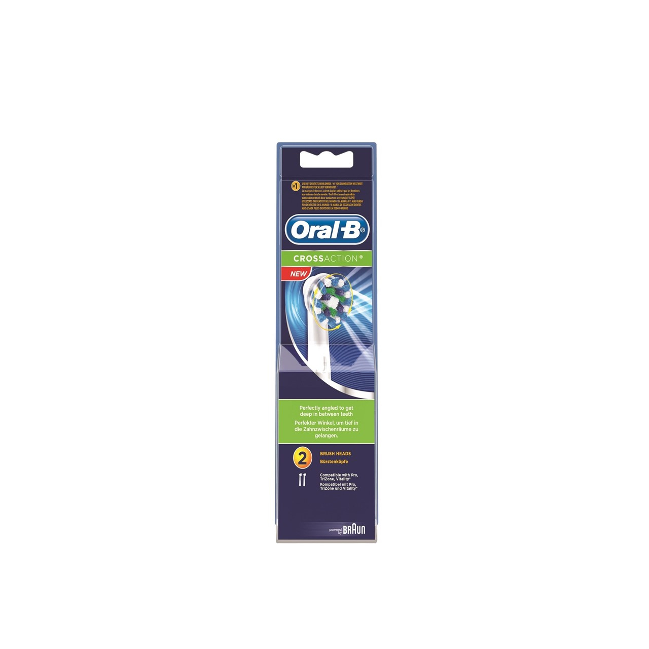 Oral-B CrossAction White Replacement Head Electric Toothbrush x2