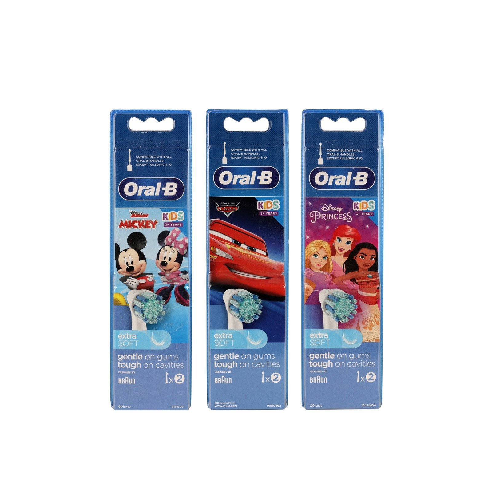 Oral-B Kids 3+ Years Replacement Head Electric Toothbrush Disney Princess/Cars/Mickey x2