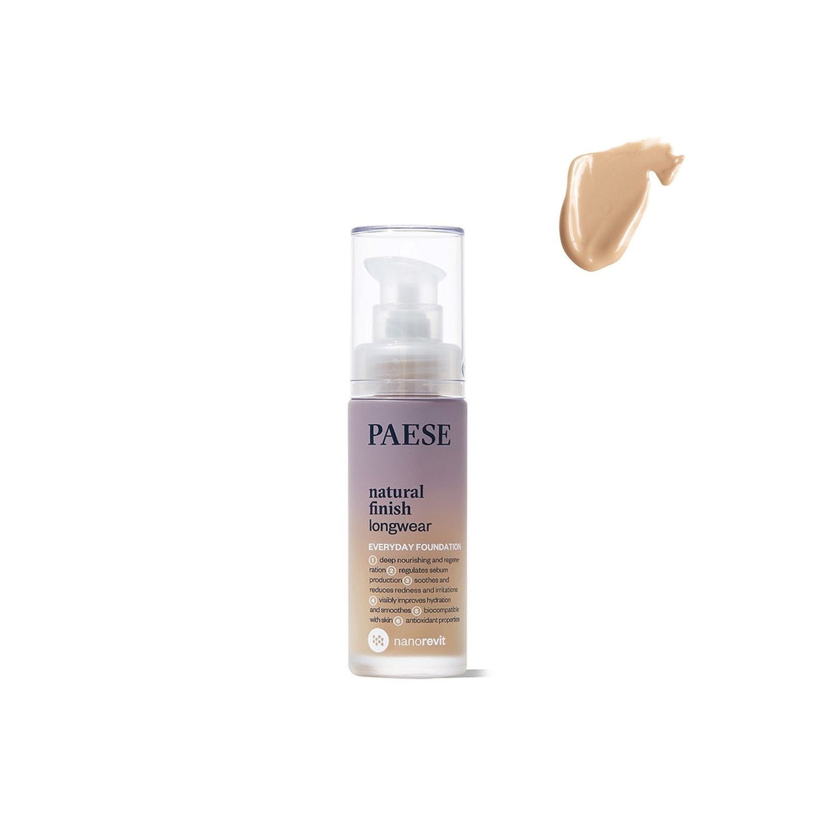 Paese Nanorevit Natural Finish Longwear Foundation 02 Porcelain 30ml