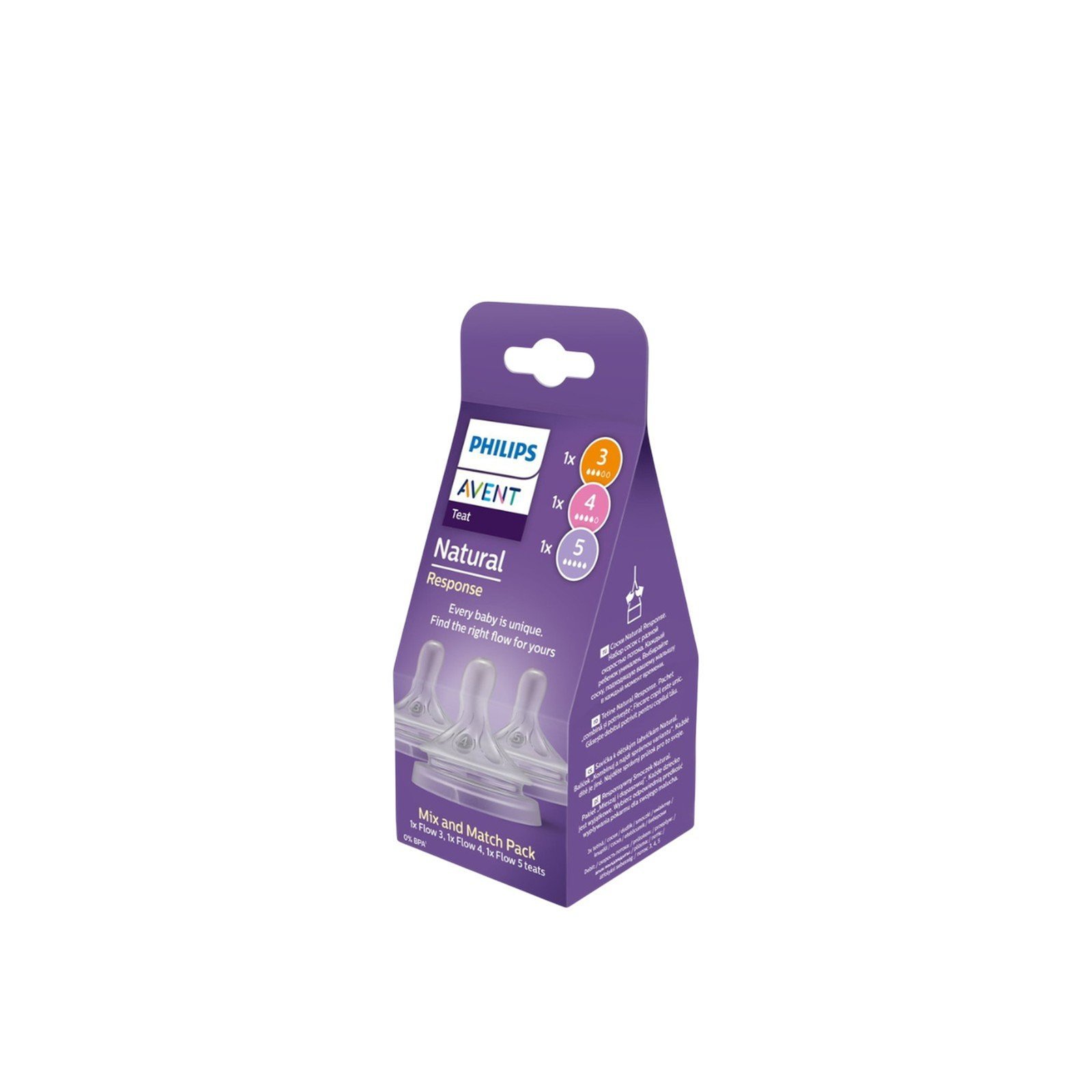 Philips Avent Natural Response Baby Bottle Silicone Nipple Flow 3/4/5 x3