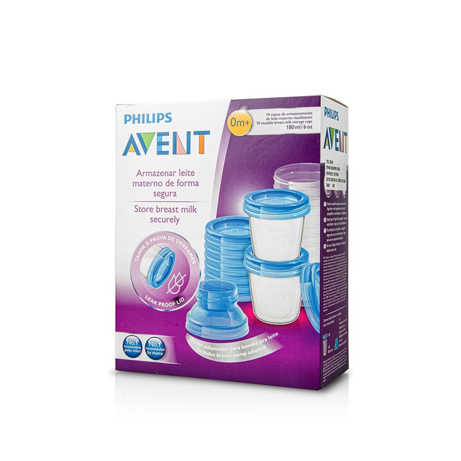 Philips Avent Reusable Breast Milk Storage Cups 0m+ 180ml x10 (6 oz)