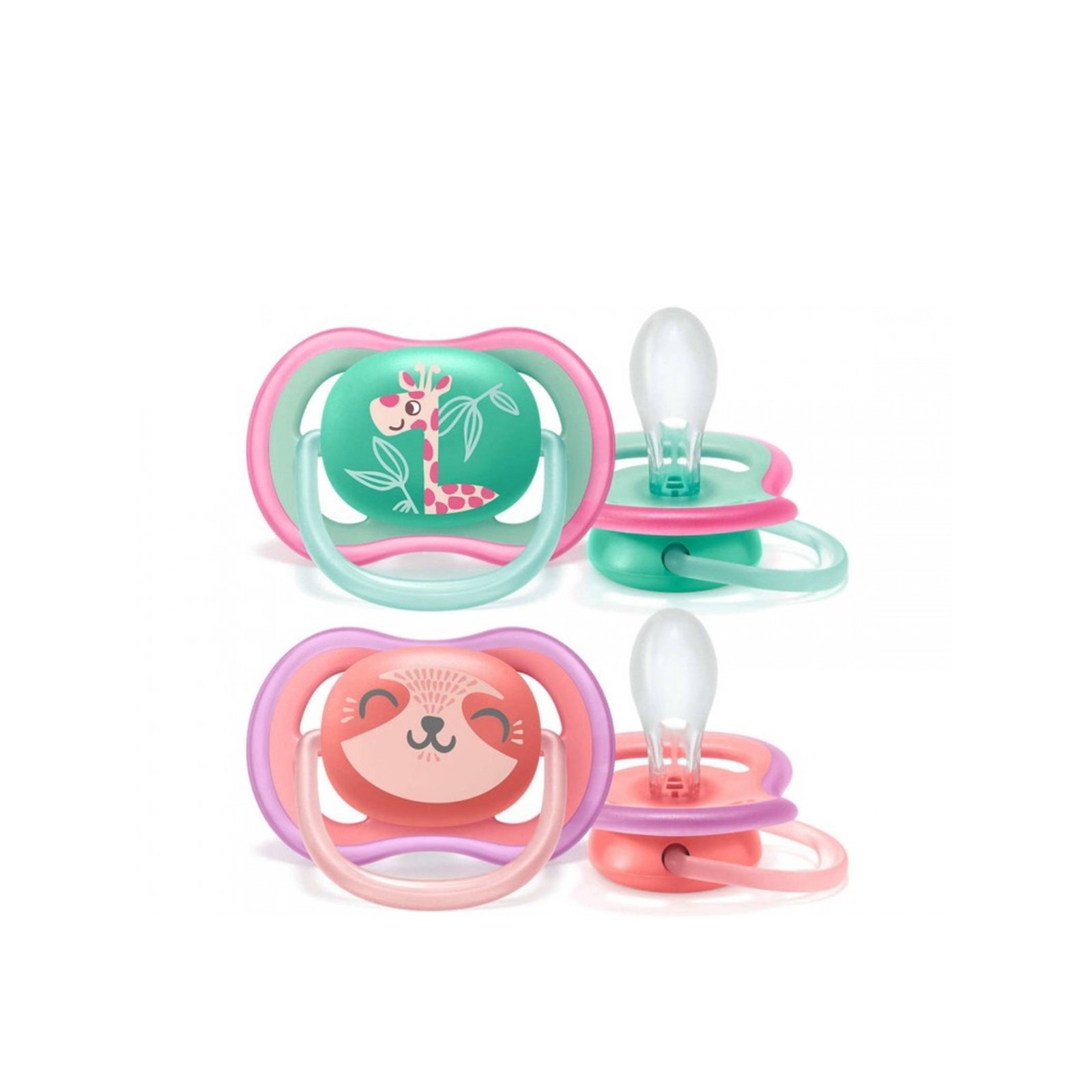 Philips Avent Ultra Air Animals Pacifier 18m+ Pink x2