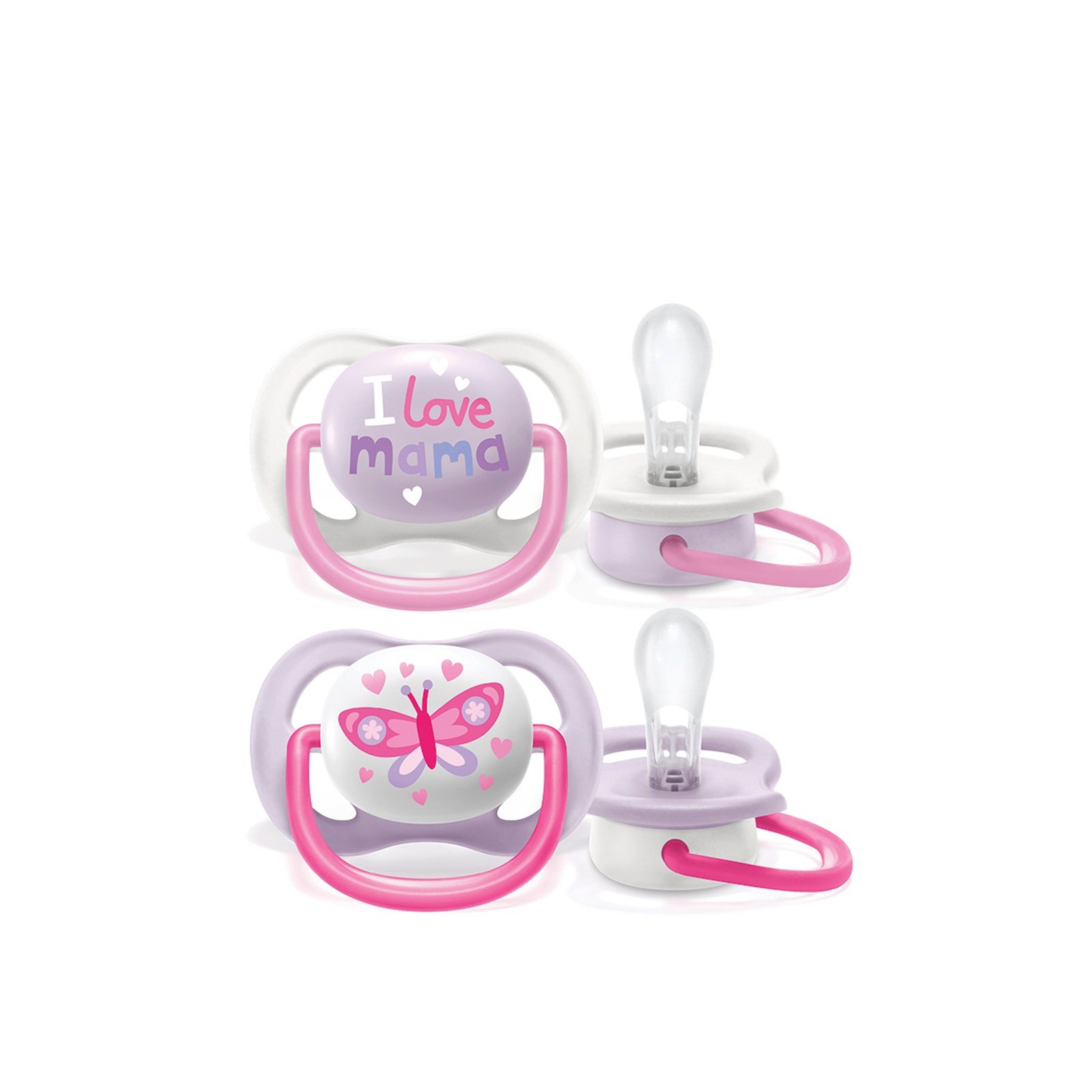 Philips Avent Ultra Air Happy Pacifier 0-6m Pink x2
