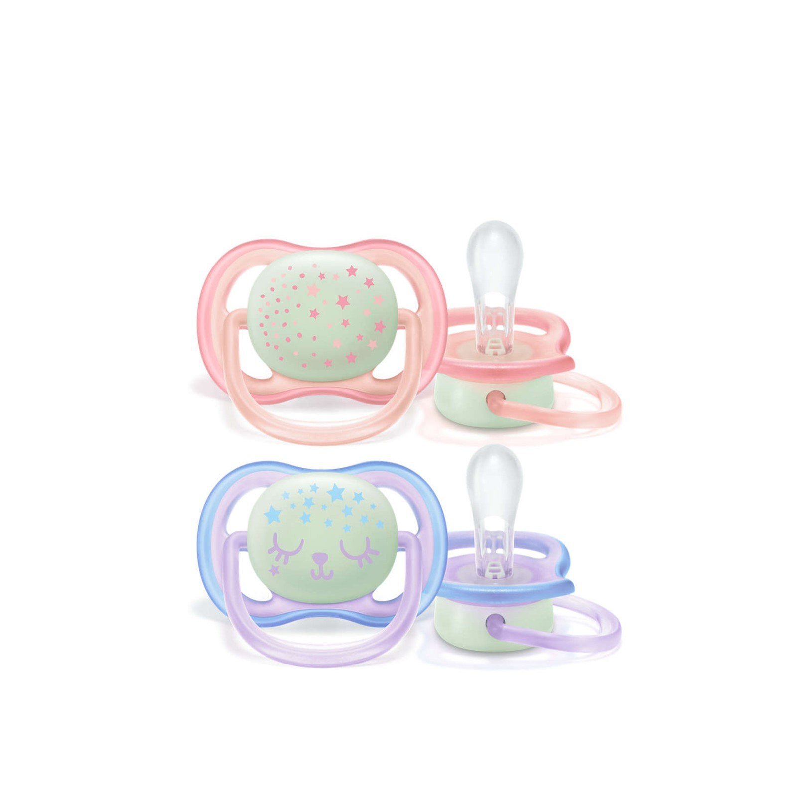 Philips Avent Ultra Air Night-Time Pacifier 0-6m Pink/Purple x2