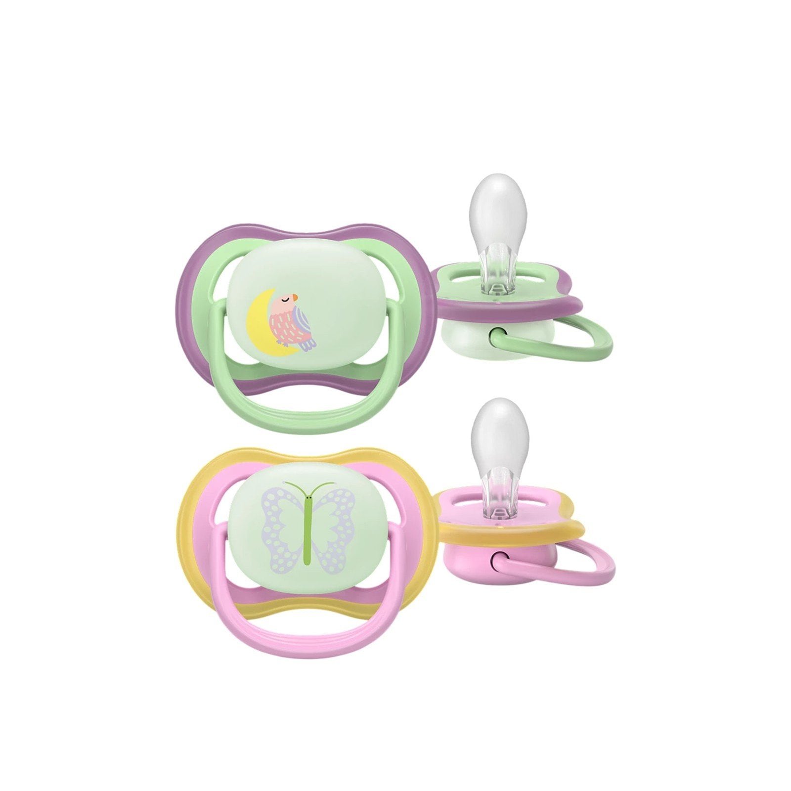 Philips Avent Ultra Air Night-Time Pacifier 6-18m Green/Pink x2