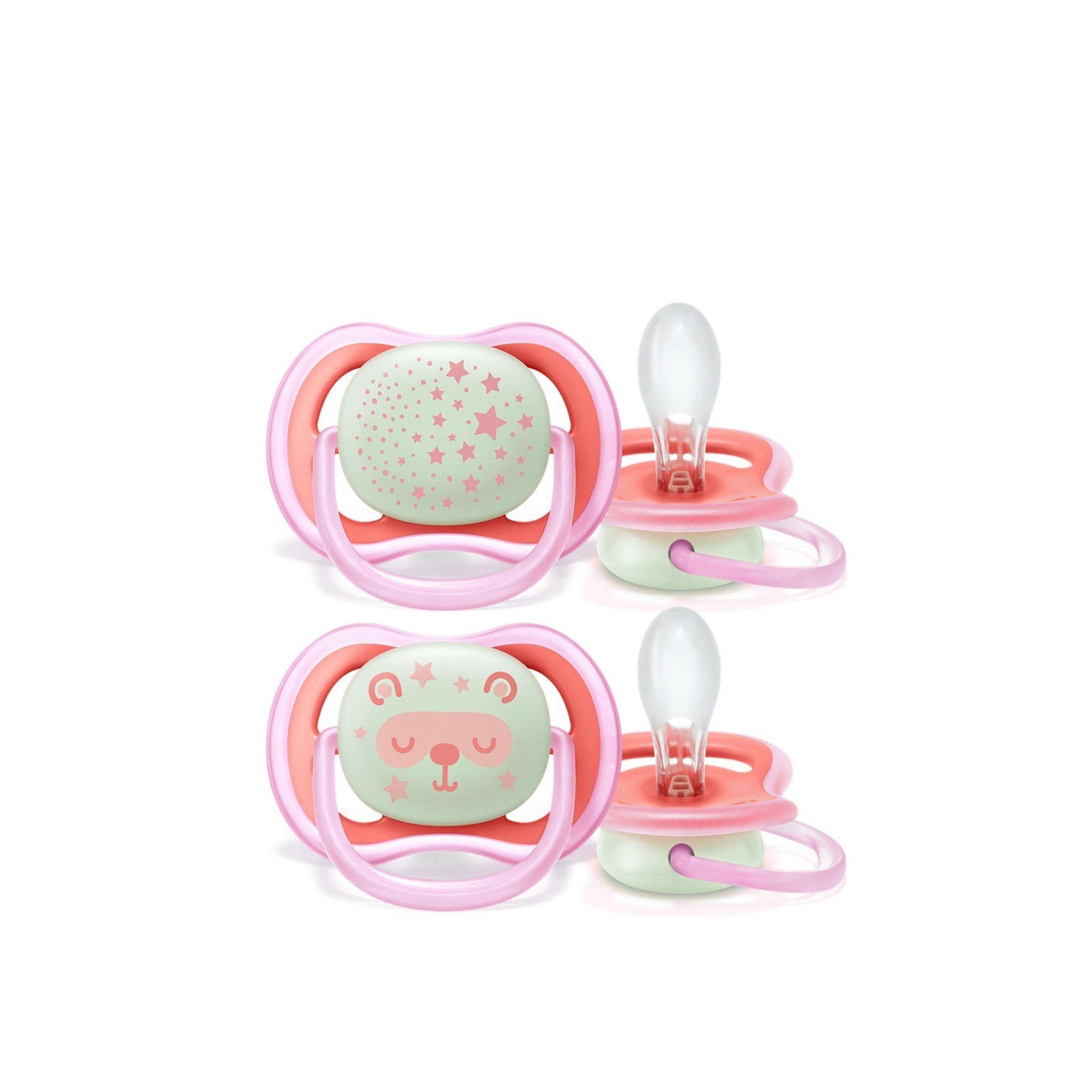 Philips Avent Ultra Air Night-Time Pacifier 6-18m Pink x2